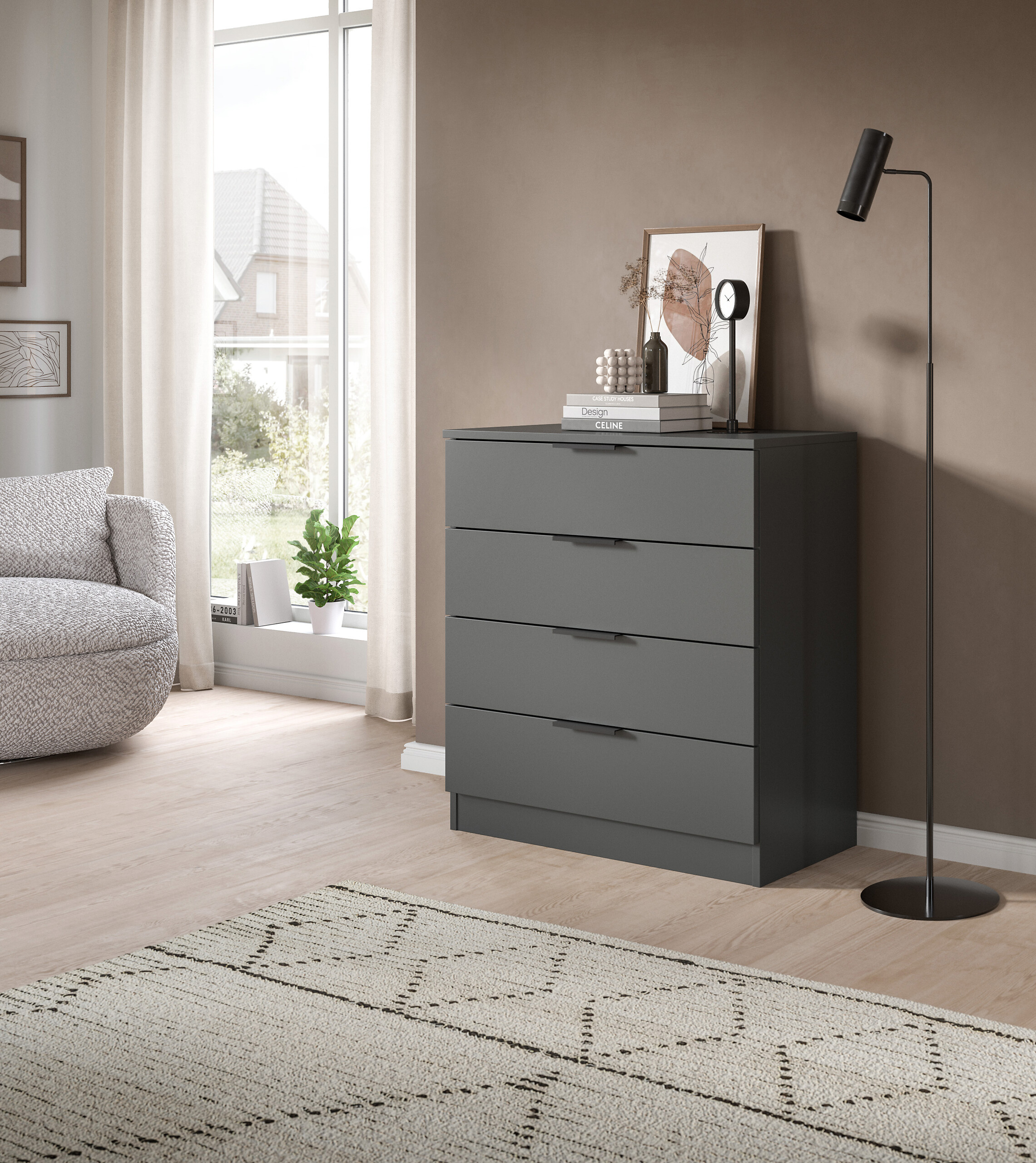 Kommode KOPENHAGEN anthrazit B/H/T: ca. 74x79x35 cm