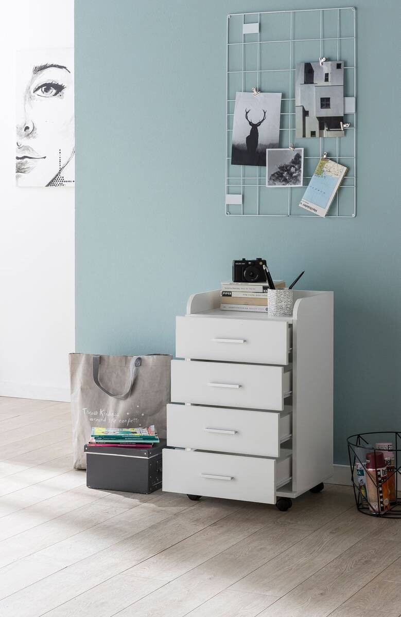 Rollcontainer weiß Spanplatte B/H/T: ca. 40x70,5x33 cm