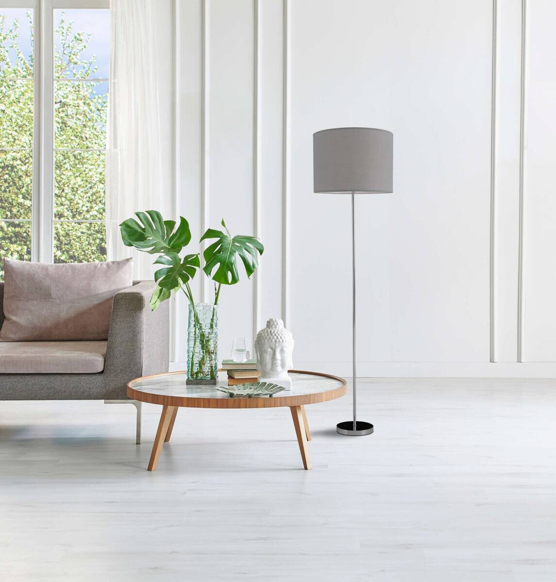Näve Leuchten Stehleuchte 2051216 grau Metall Textil B/H/T: ca. 34,5x160x34,5 cm 1 Brennstellen