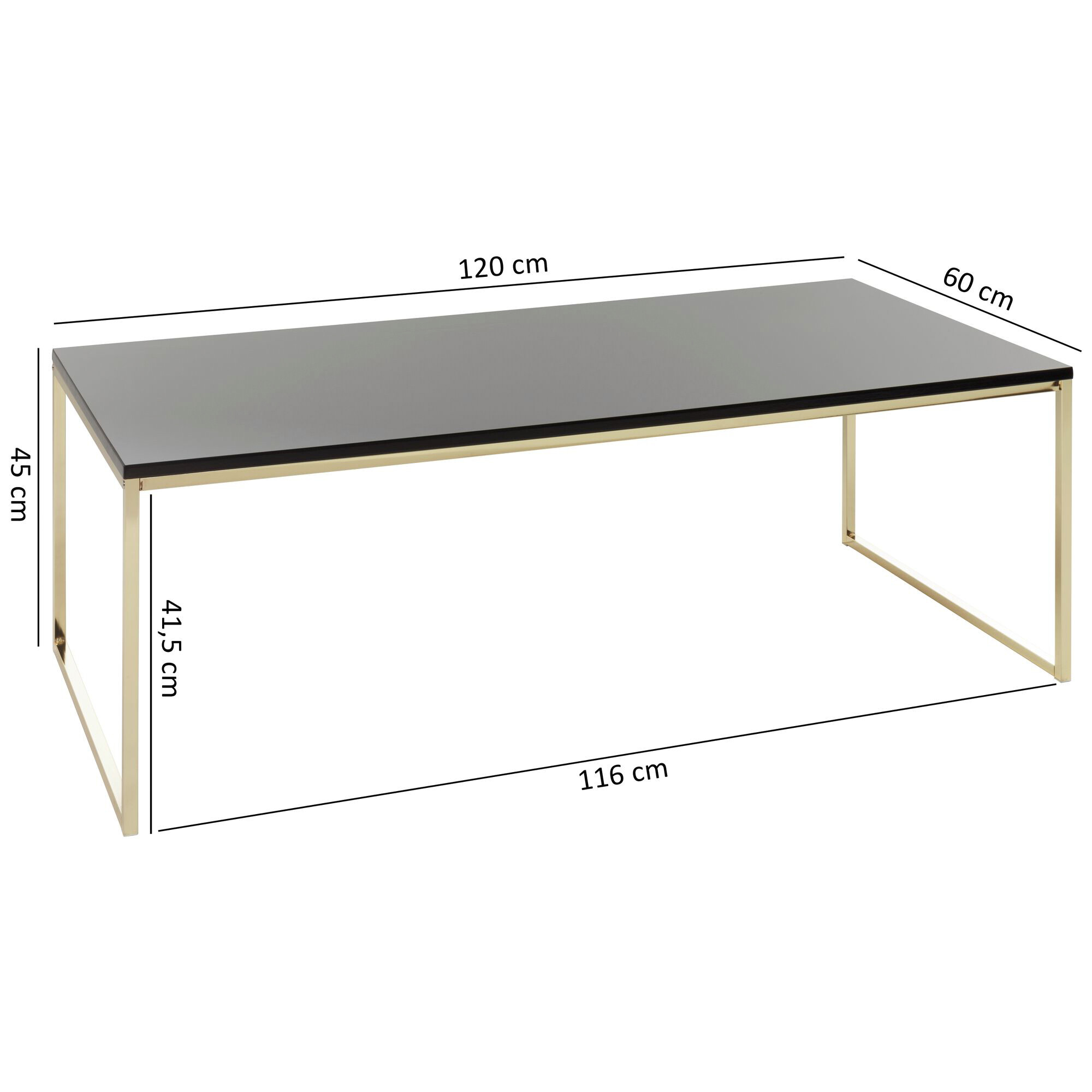 Wohnling Couchtisch schwarz B/H/T: ca. 120x45x60 cm