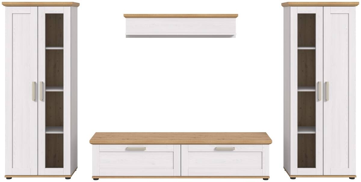 Wohnwand VERONA Lärche Nachbildung Eiche Nachbildung B/H/T: ca. 316x161x40 cm