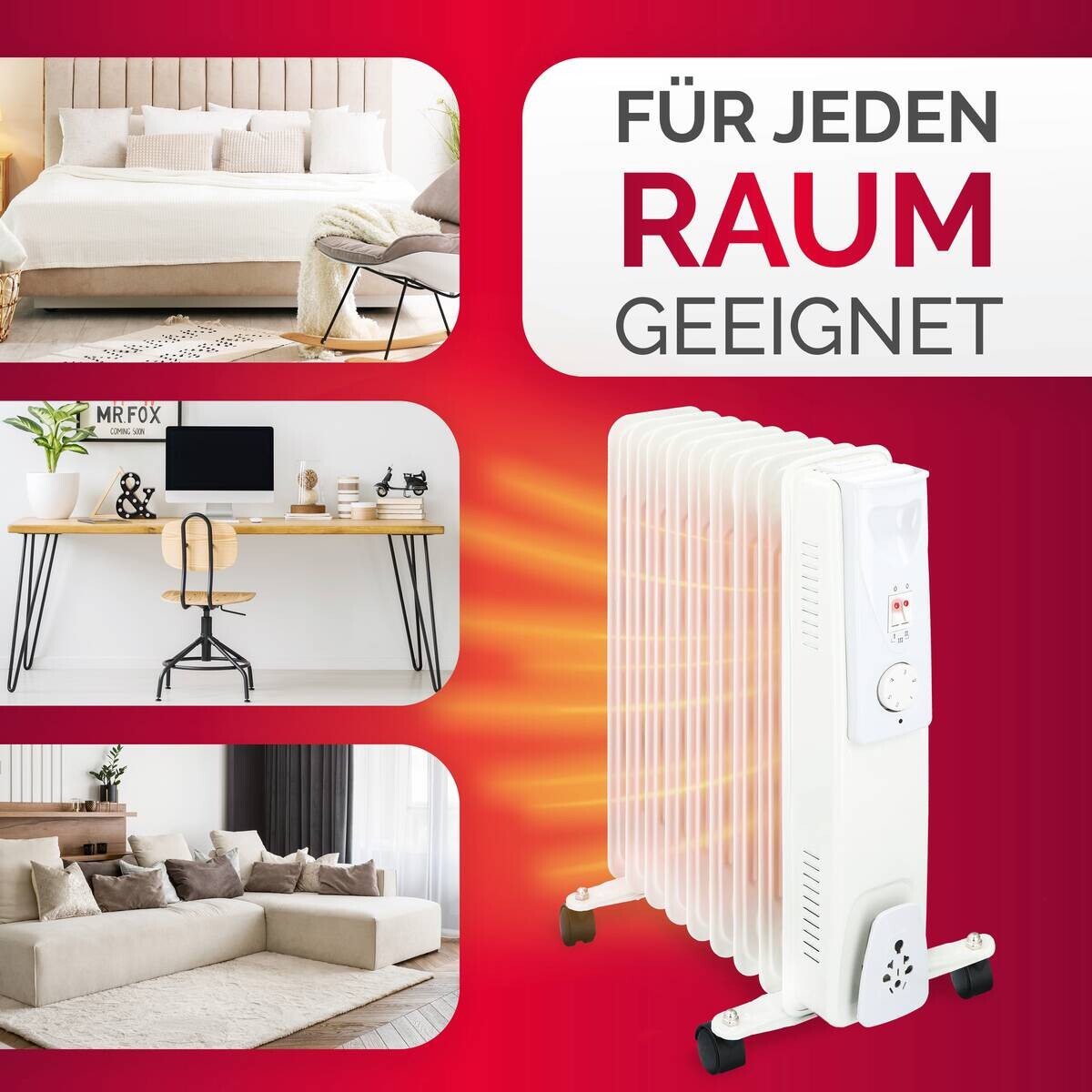 Ölradiator weiß Metall B/H/T: ca. 40x55x23,5 cm ca. 2000 W