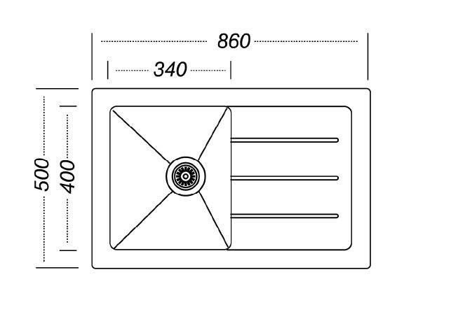 Respekta Einbauspüle New York 86 x 50 W weiß Glas Edelstahl B/H/T: ca. 86x21x50 cm