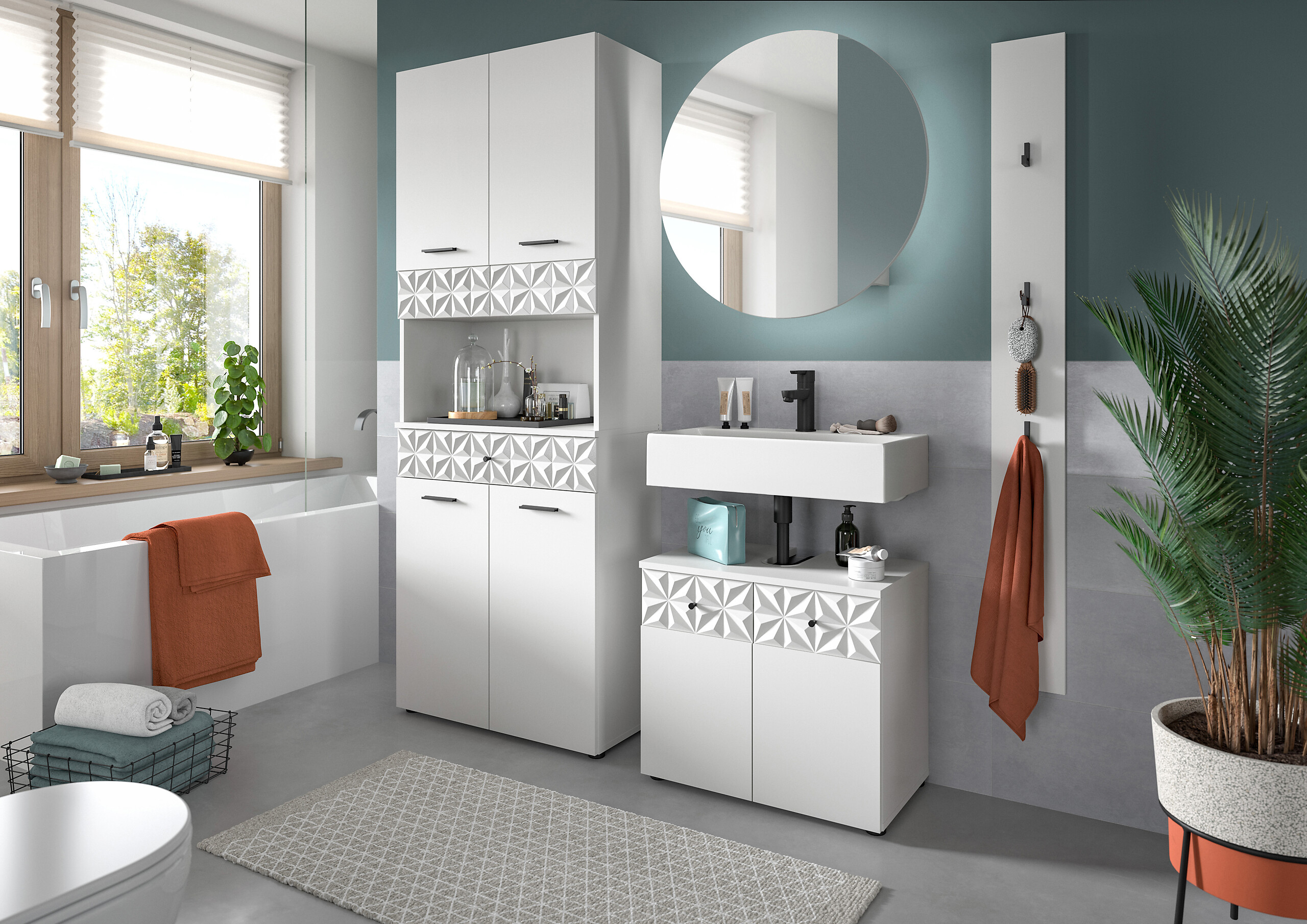 Garderobenpaneel Prisma weiß B/H/T: ca. 16x150x6 cm