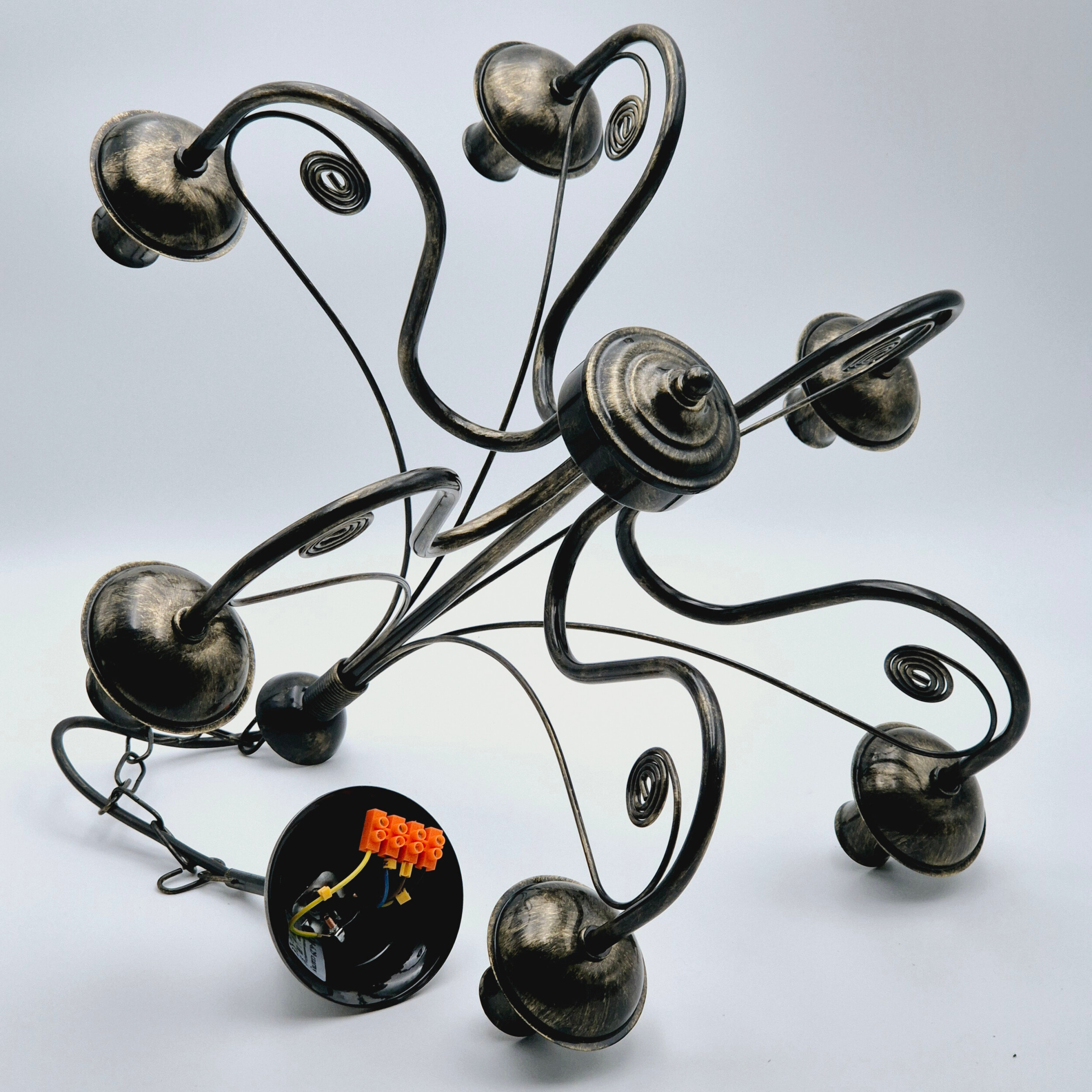 Lamkur Kronleuchter Donato schwarz Stahl B/H/L: ca. 57x72x57 cm E14 6 Brennstellen