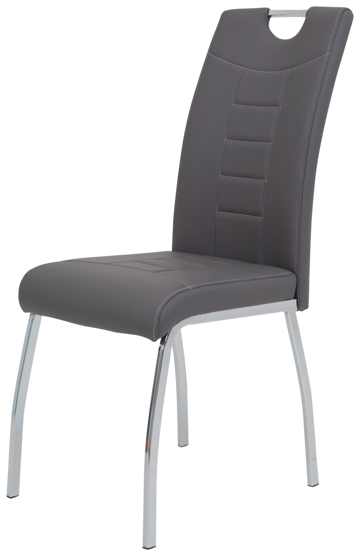 Stuhl Andrea 2er Set grau Kunstleder Metall B/H/T: ca. 43x100x64 cm