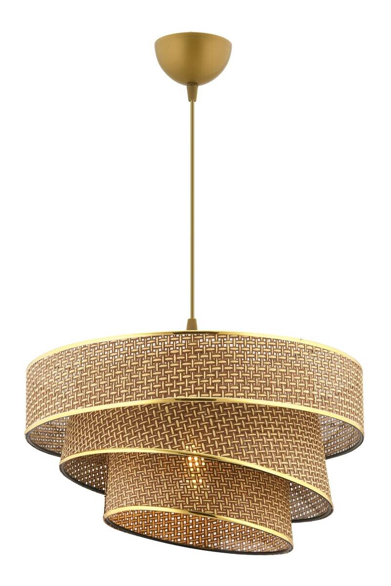 Opviq Pendelleuchte Couper beige gold Metall Baumwolle B/H/L: ca. 40x72x40 cm E27 1 Brennstellen