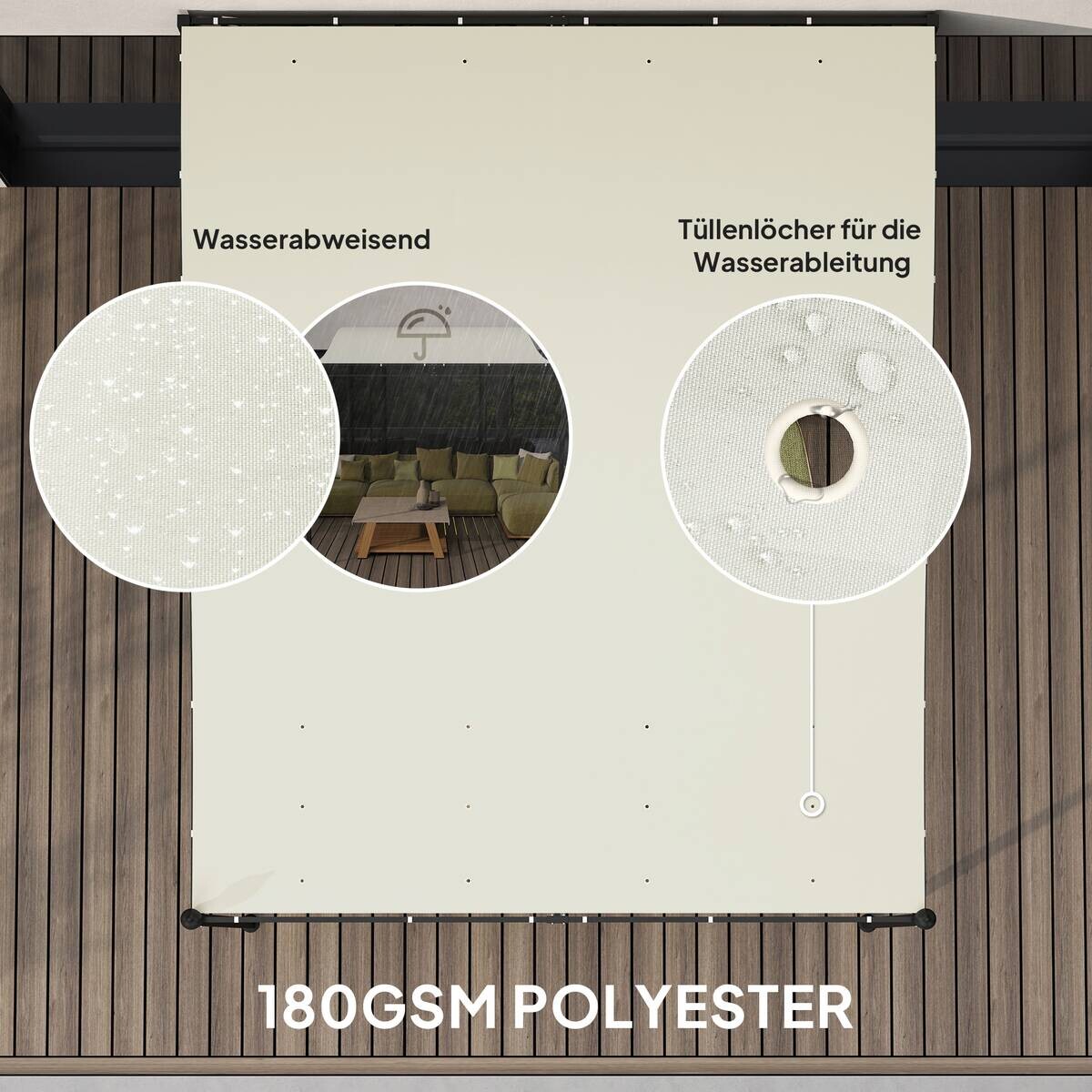 Outsunny Anbaupavillon cremeweiß Metall B/H/L: ca. 298x250x248 cm