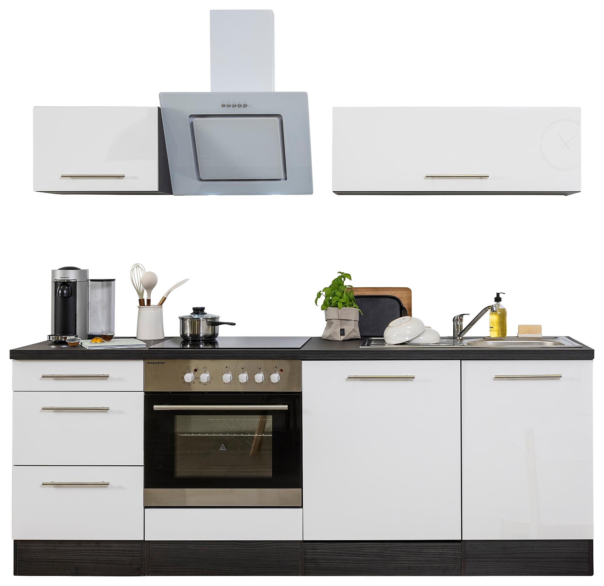 Respekta Küchenblock Amanda weiß Hochglanz B/H/T: ca. 220x200x60 cm