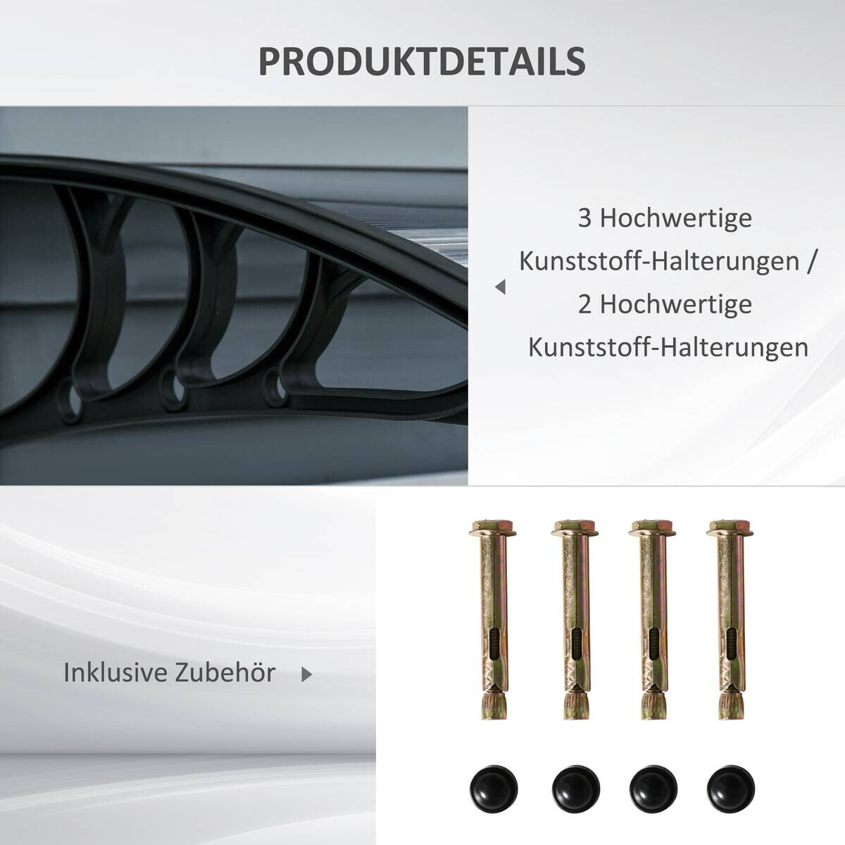 Outsunny Vordach für Haustür schwarz B/H/L: ca. 75x23x100 cm