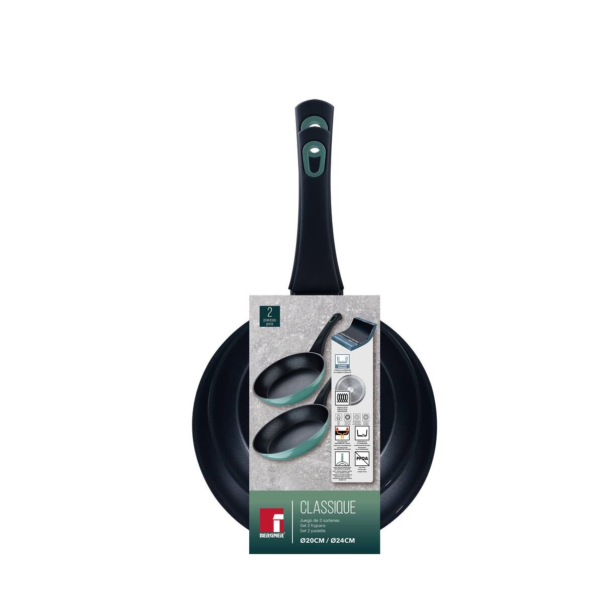 BERGNER Pfannenset Classique grün Aluminium 2 tlg.