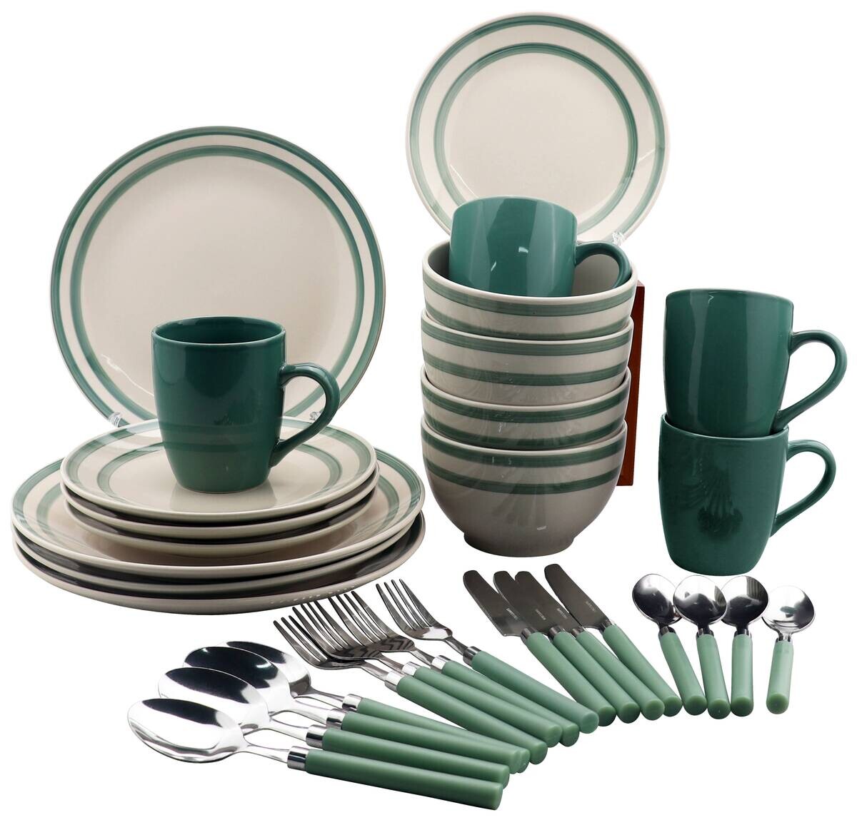 POCOline Kombiservice grün Steingut 32 tlg.