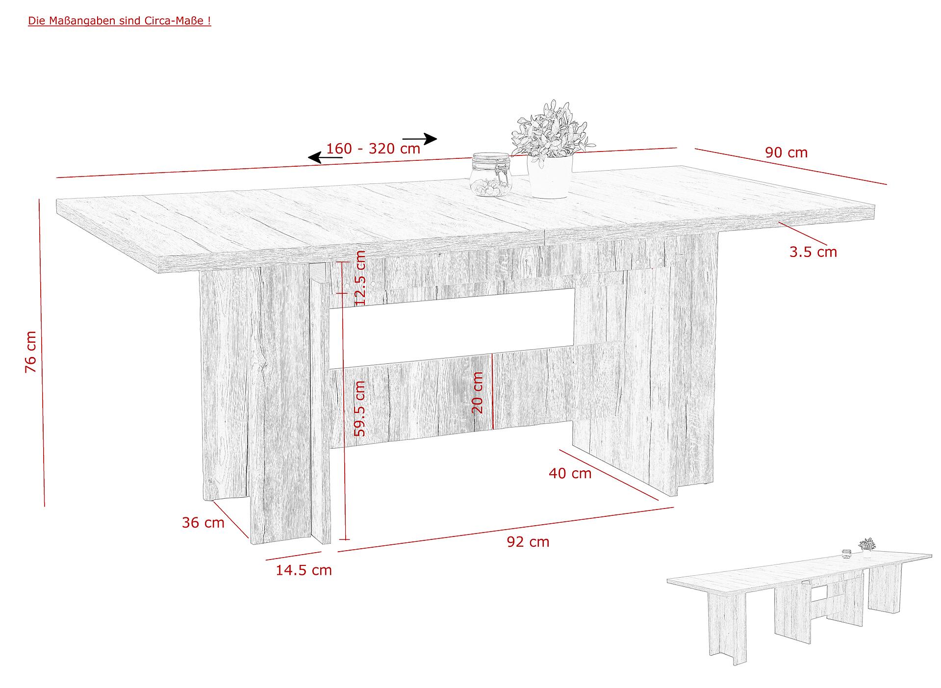 Esstisch LIA II Eiche Sand Nachbildung B/H/T: ca. 160x76x90 cm