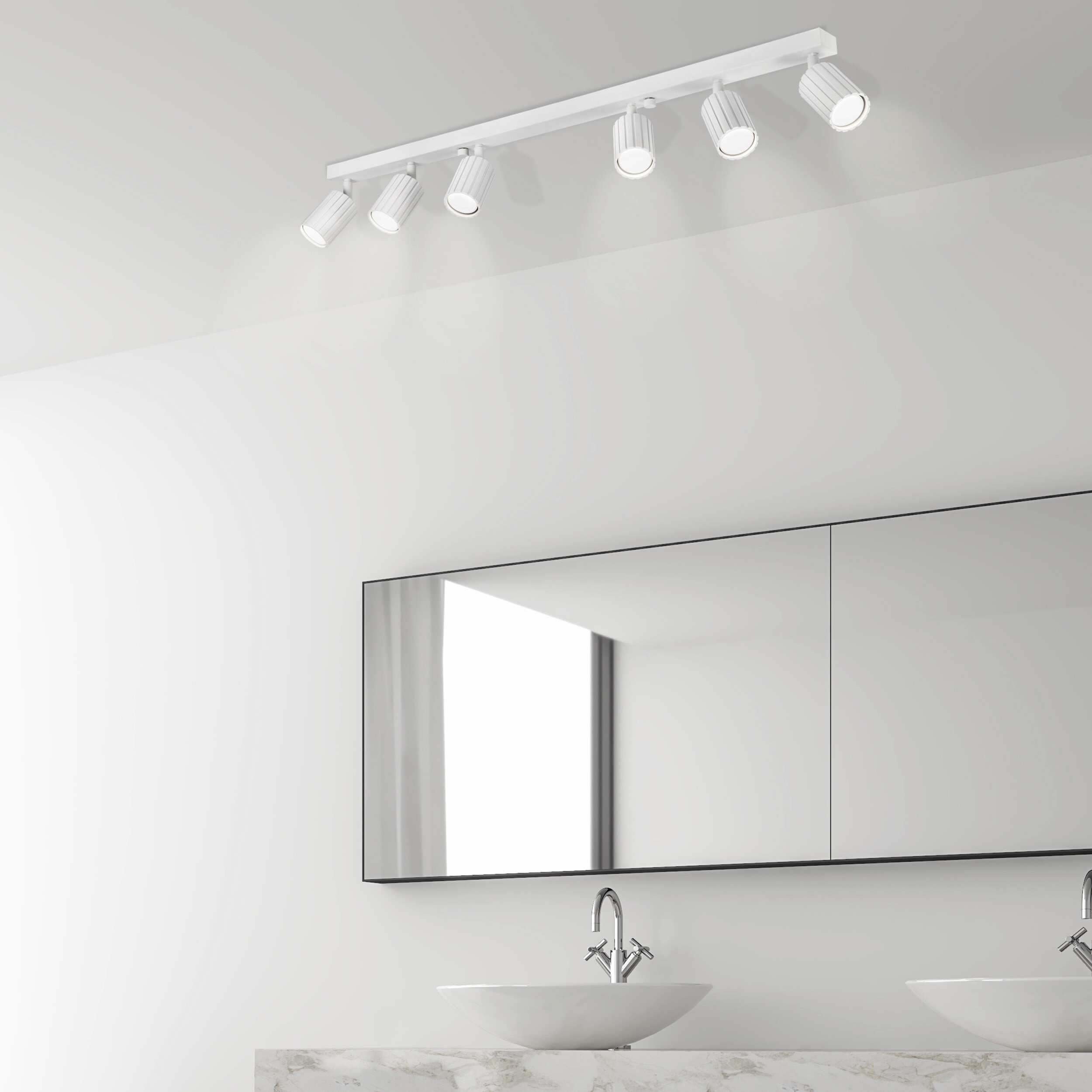 Lamkur Strahler Prisma weiß Stahl B/H/L: ca. 6,5x16,5x117 cm 6 Brennstellen