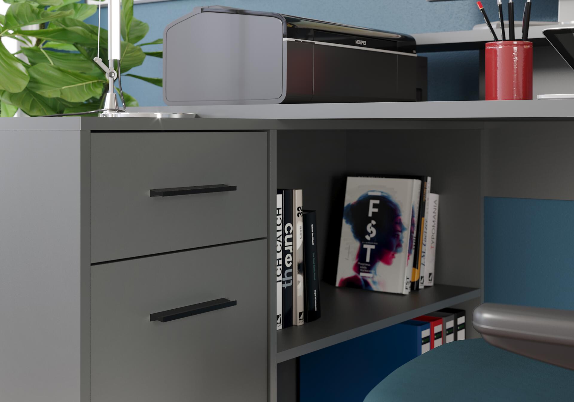 Schreibtisch Gamer anthrazit matt B/H/T: ca. 160x92x115 cm