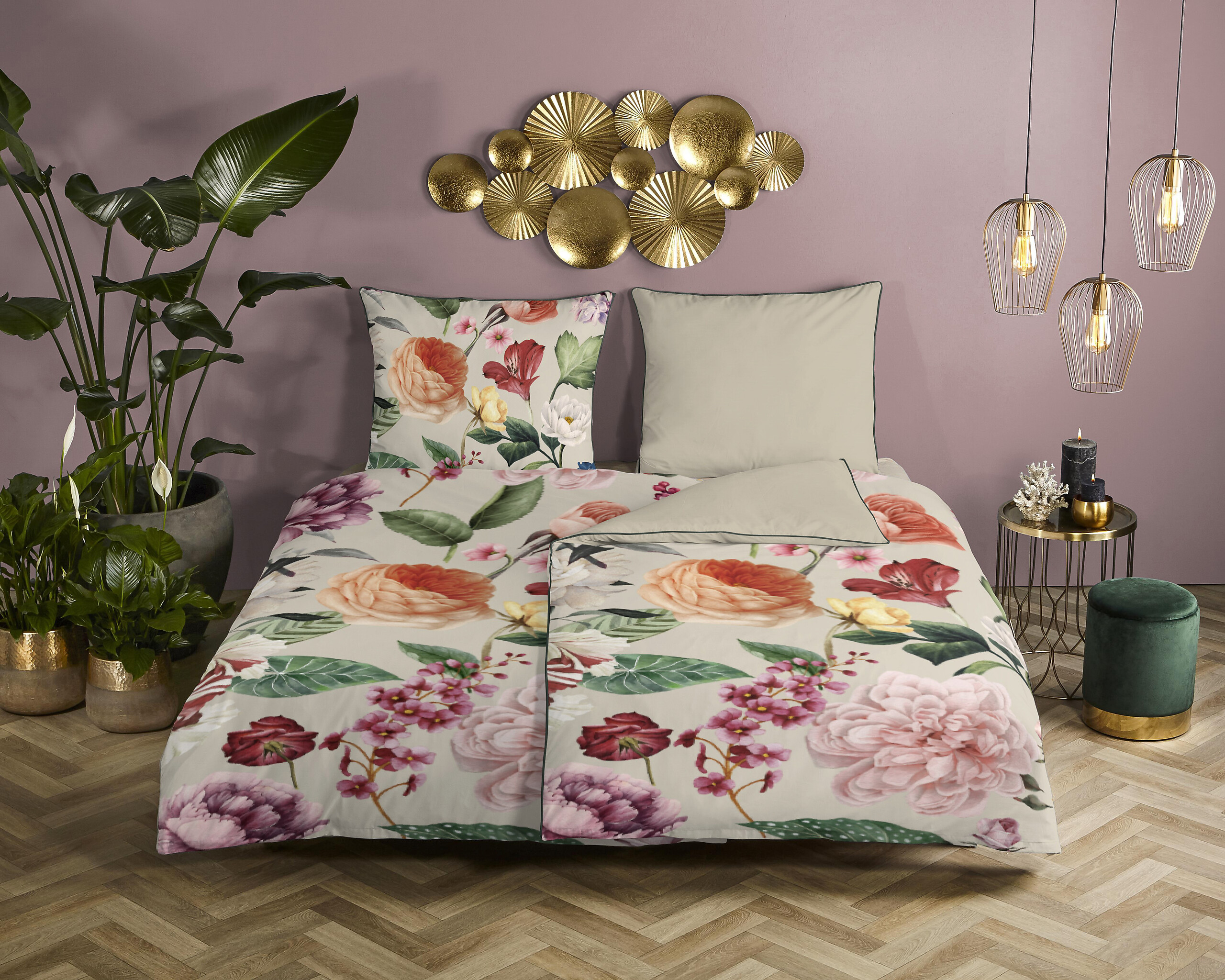 Baumwoll Bettwäsche Fiori Satin