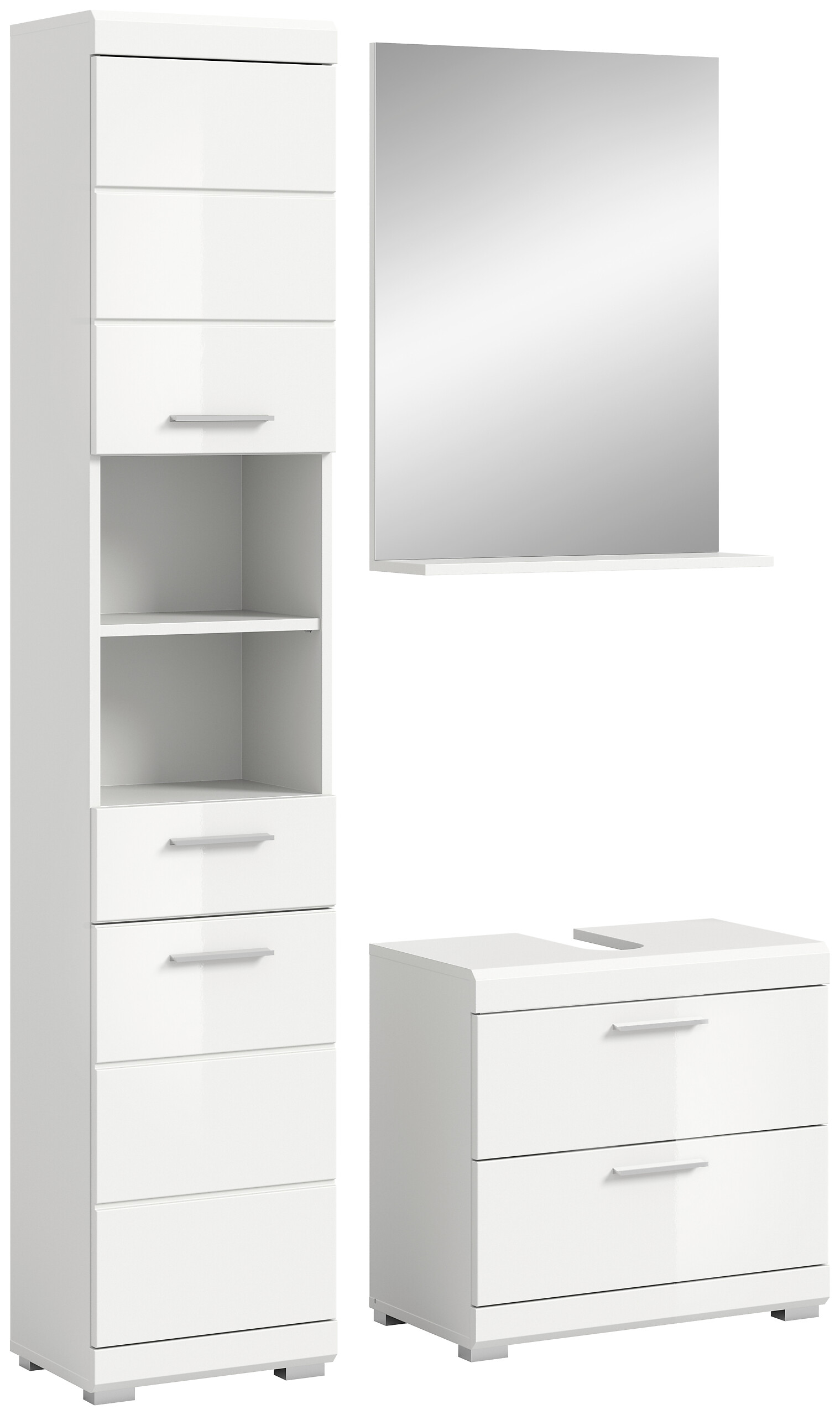 Badezimmer-Set Scout weiß weiß Hochglanz B/H/T: ca. 112x191x37 cm