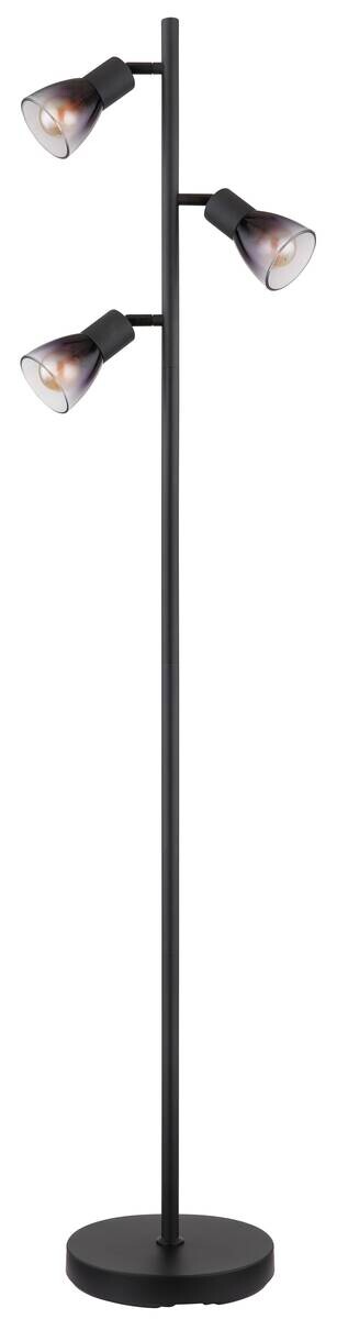 GLOBO Stehleuchte klar Rauch schwarz Metall PVC Glas B/H/L: ca. 22x161x30 cm E14 3 Brennstellen