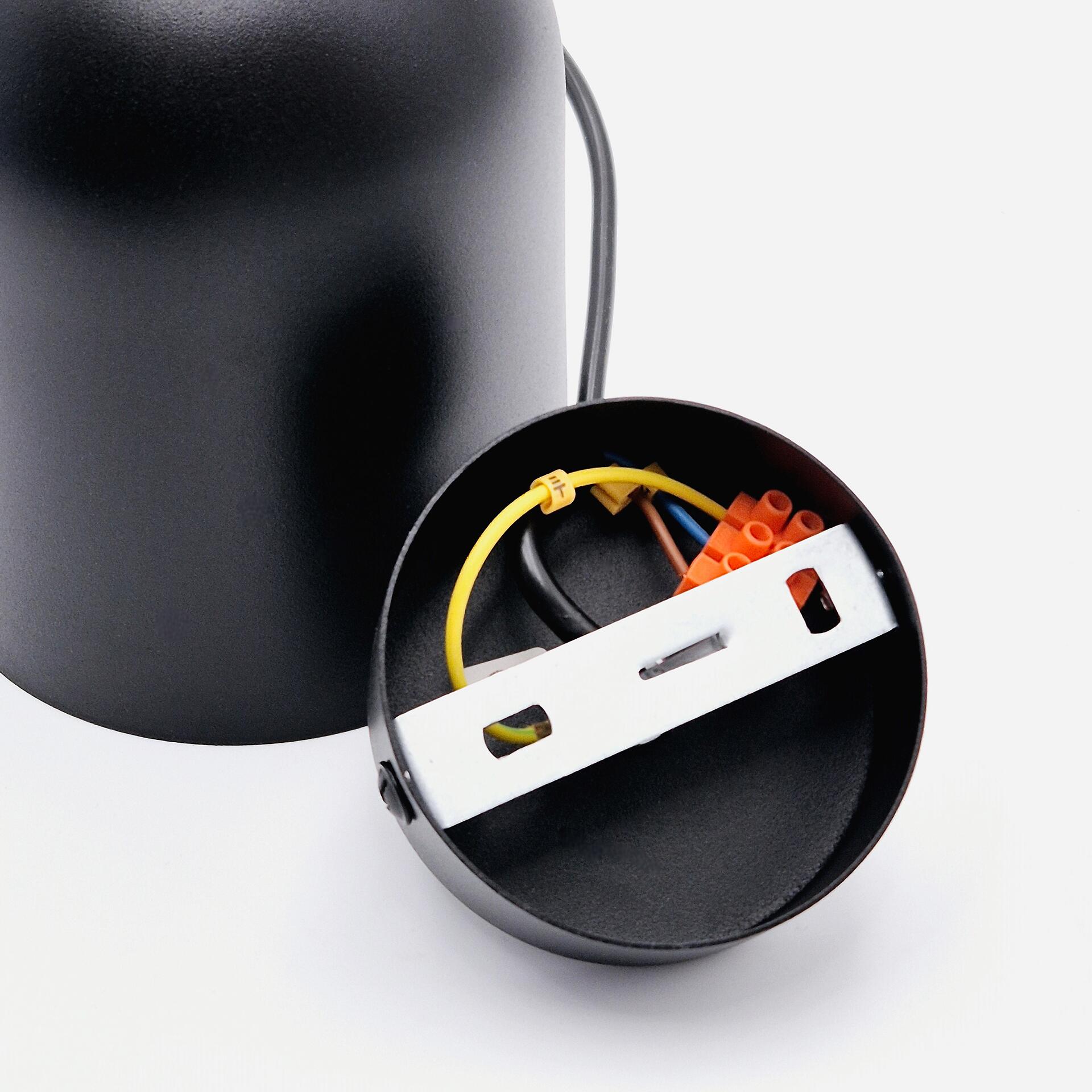 Lamkur Hängeleuchte schwarz Eiche Stahl Holz B/H/L: ca. 11x102x11 cm E27 1 Brennstellen