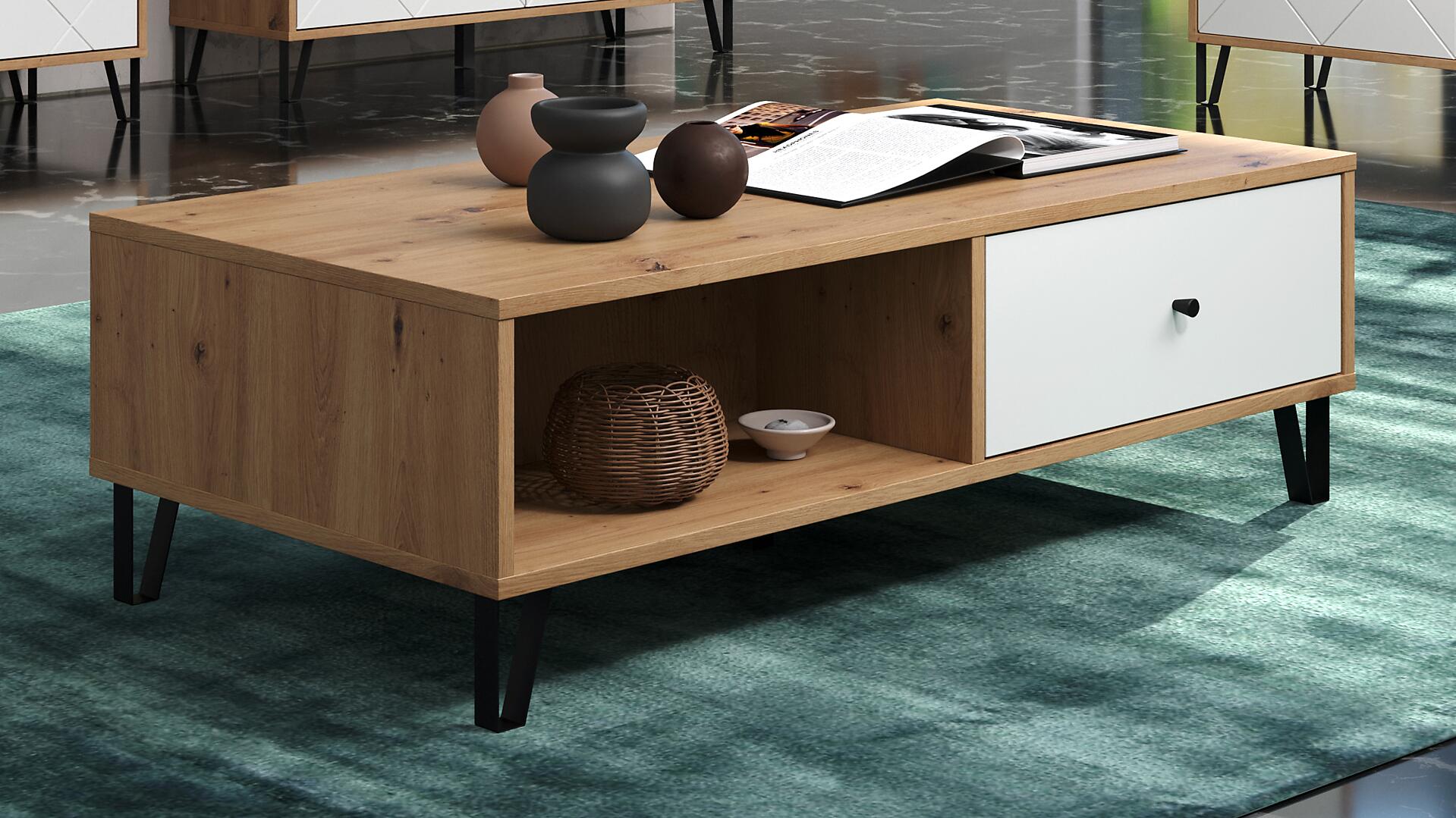 Trendteam TV-Lowboard Touch Eiche Artisan weiß B/H/T: ca. 110x37x60 cm