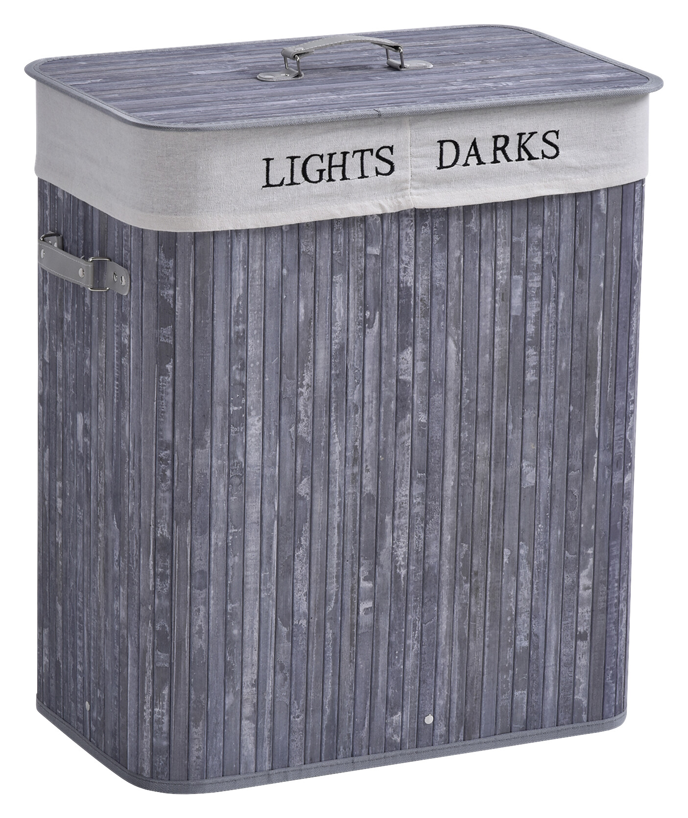 HOMCOM Wäschekorb mit 2 Tragegriffen grau Bambus Kunststoff B/H/L: ca. 32x63x52 cm