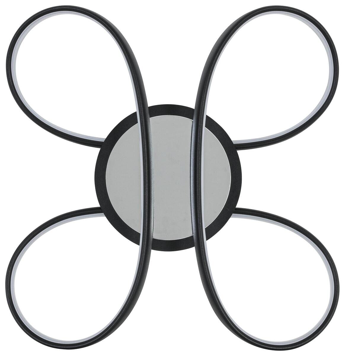 Nolo LED Deckenleuchte Markus Chrom schwarz Kunststoff Metall B/H/L: ca. 48x12x48 cm 2 Brennstellen