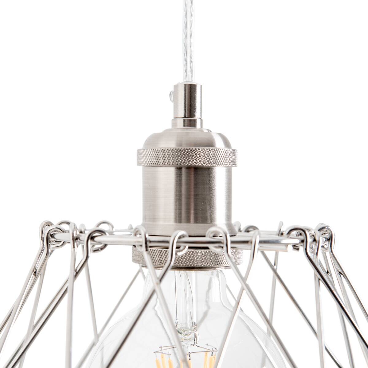 Näve Leuchten Pendelleuchte 6115359 silber Metall B/H/T: ca. 40x110x40 cm E27 1 Brennstellen