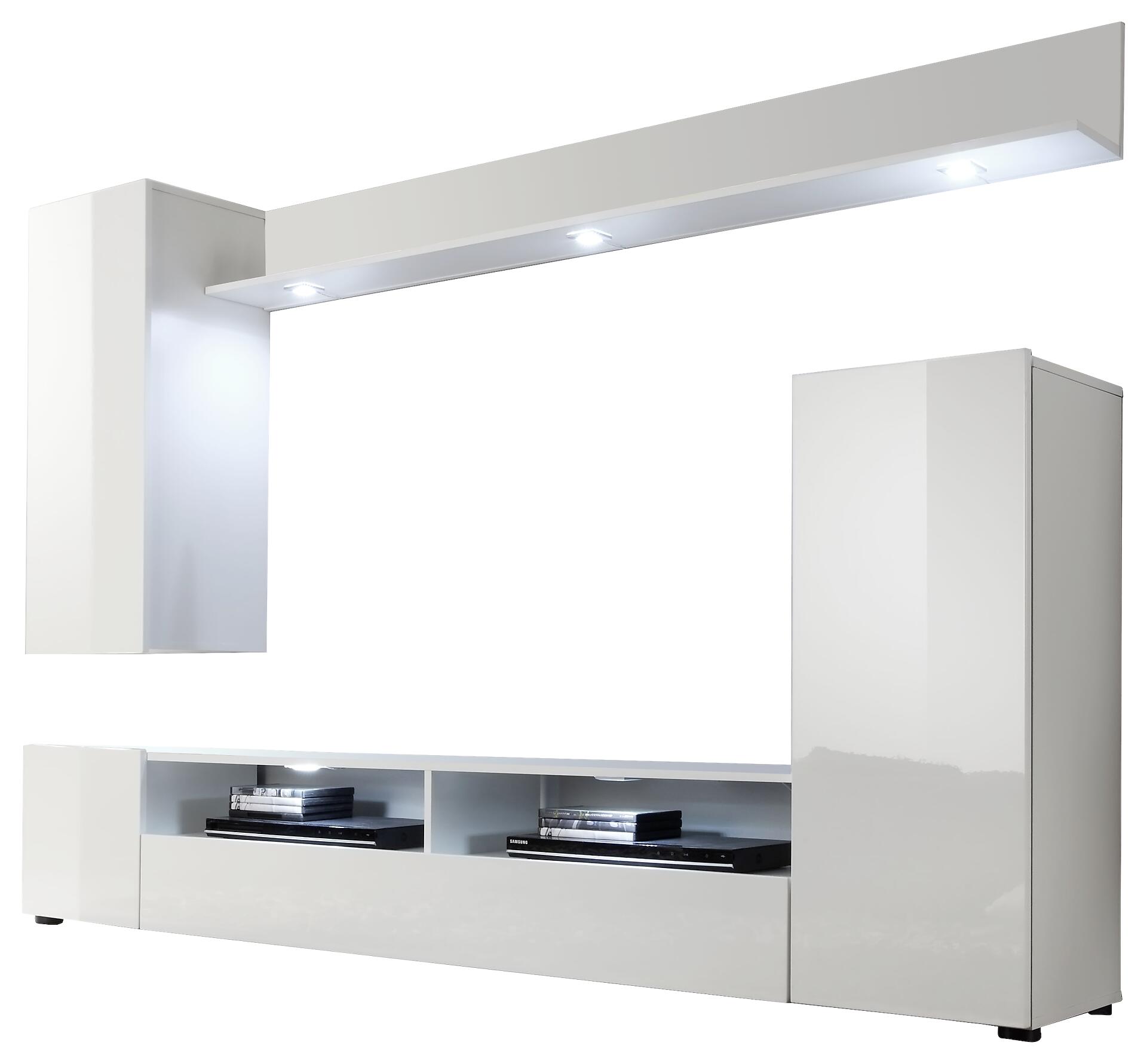 Wohnwand Dos weiß Hochglanz B/H/T: ca. 208x165x33 cm