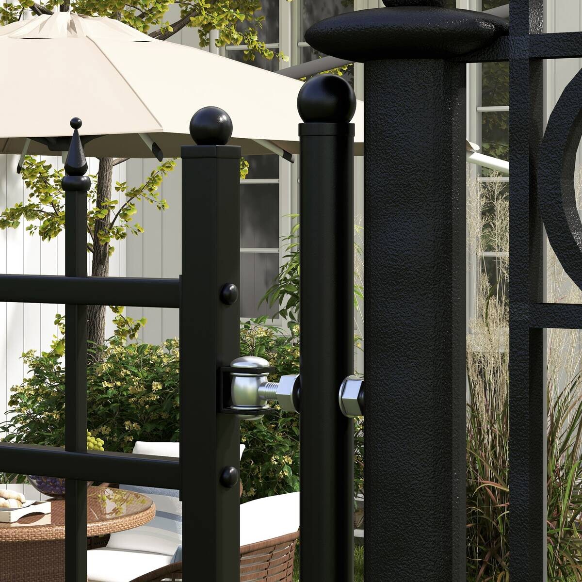 Outsunny Gartentor schwarz Edelstahl B/H/L: ca. 0,12x107x204 cm