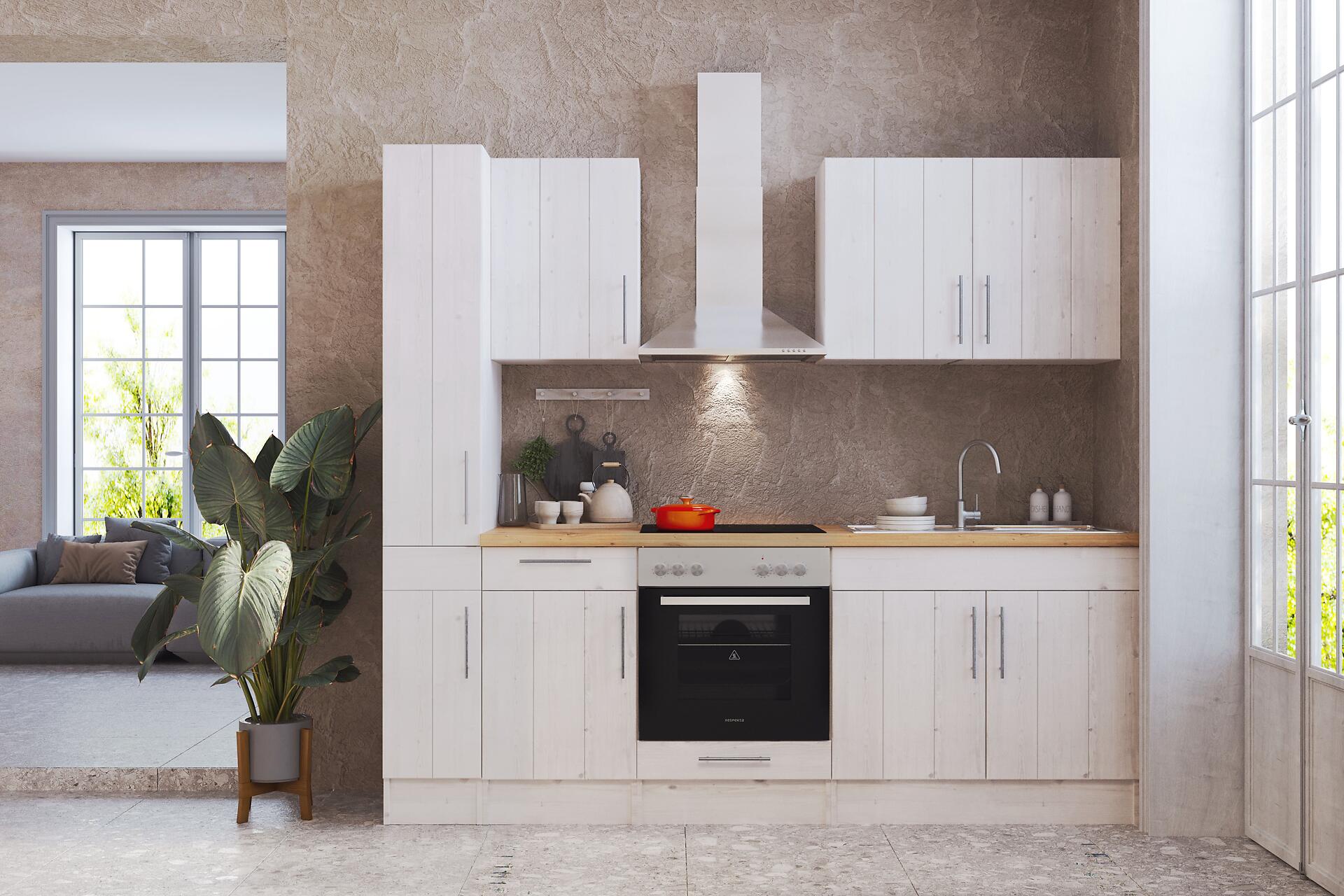 Respekta Küchenblock Premium weiß Lärche Nachbildung B/H/T: ca. 240x211x60 cm