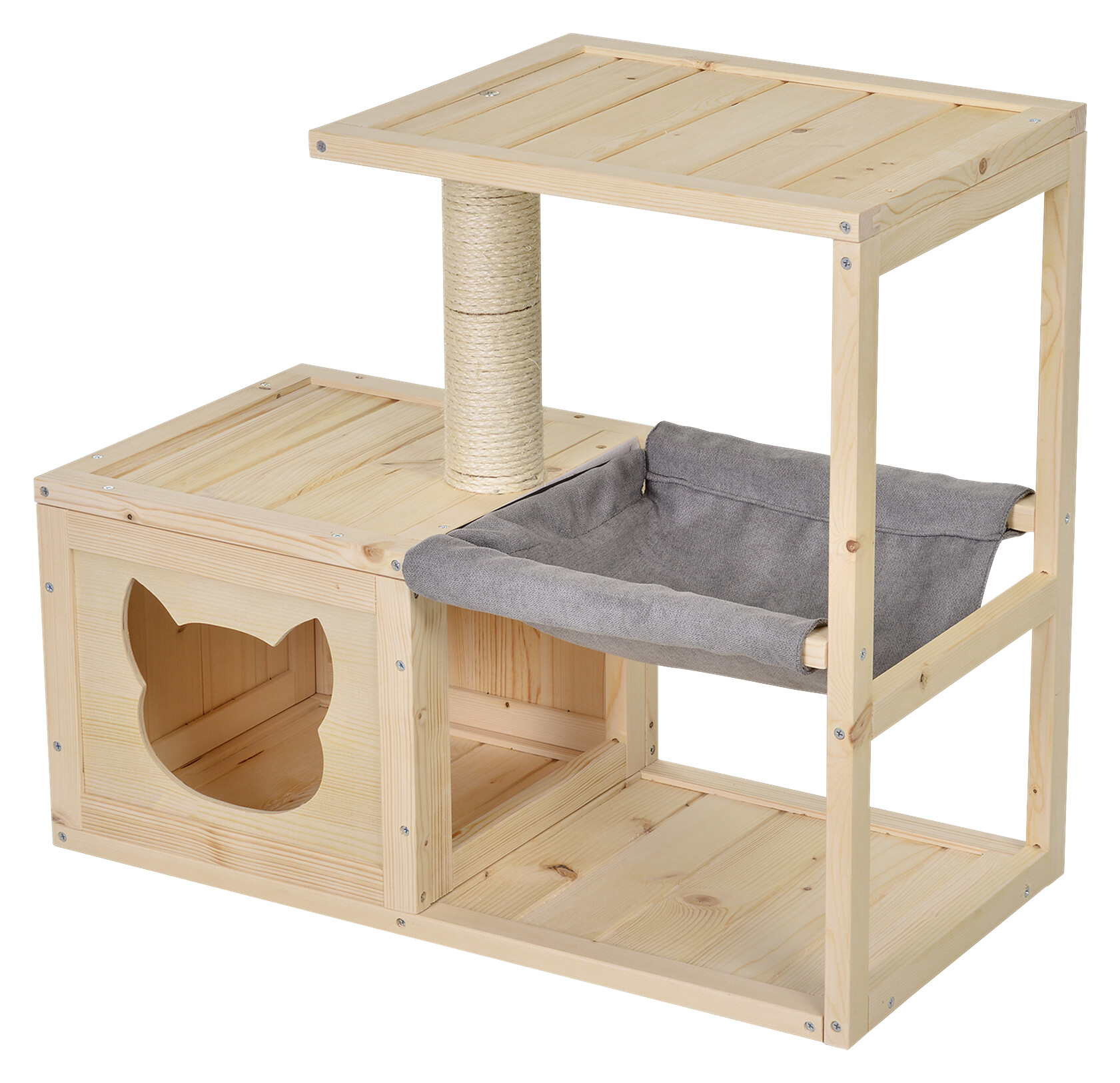 PawHut Katzenhaus natur Holz