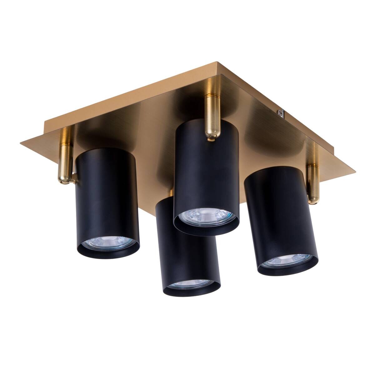 Näve Leuchten Deckenleuchte 1395022 schwarz gold Metall B/H/T: ca. 22x13,5x22 cm GU10 4 Brennstellen