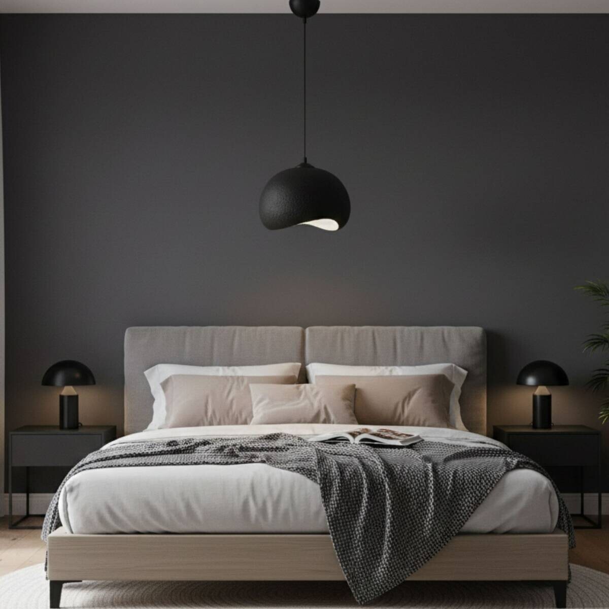 Opviq Pendelleuchte Yontu-15850-A schwarz Polyester-Mischgewebe Metall B/H/L: ca. 29x120x34 cm E27 1 Brennstellen