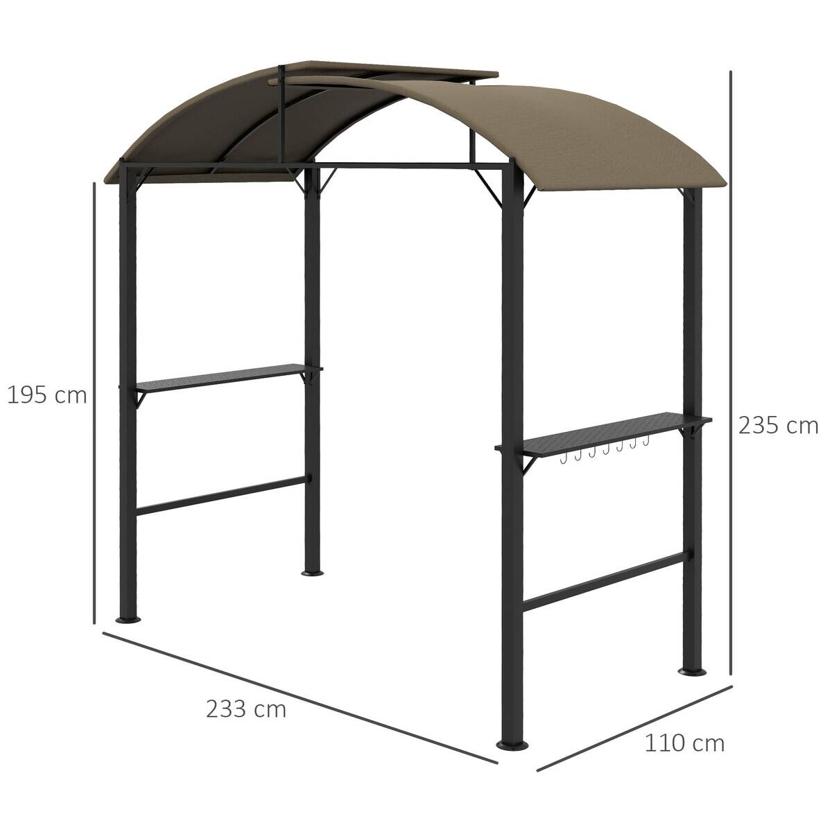 Outsunny Grillpavillon khaki Stahl B/H/L: ca. 110x235x233 cm