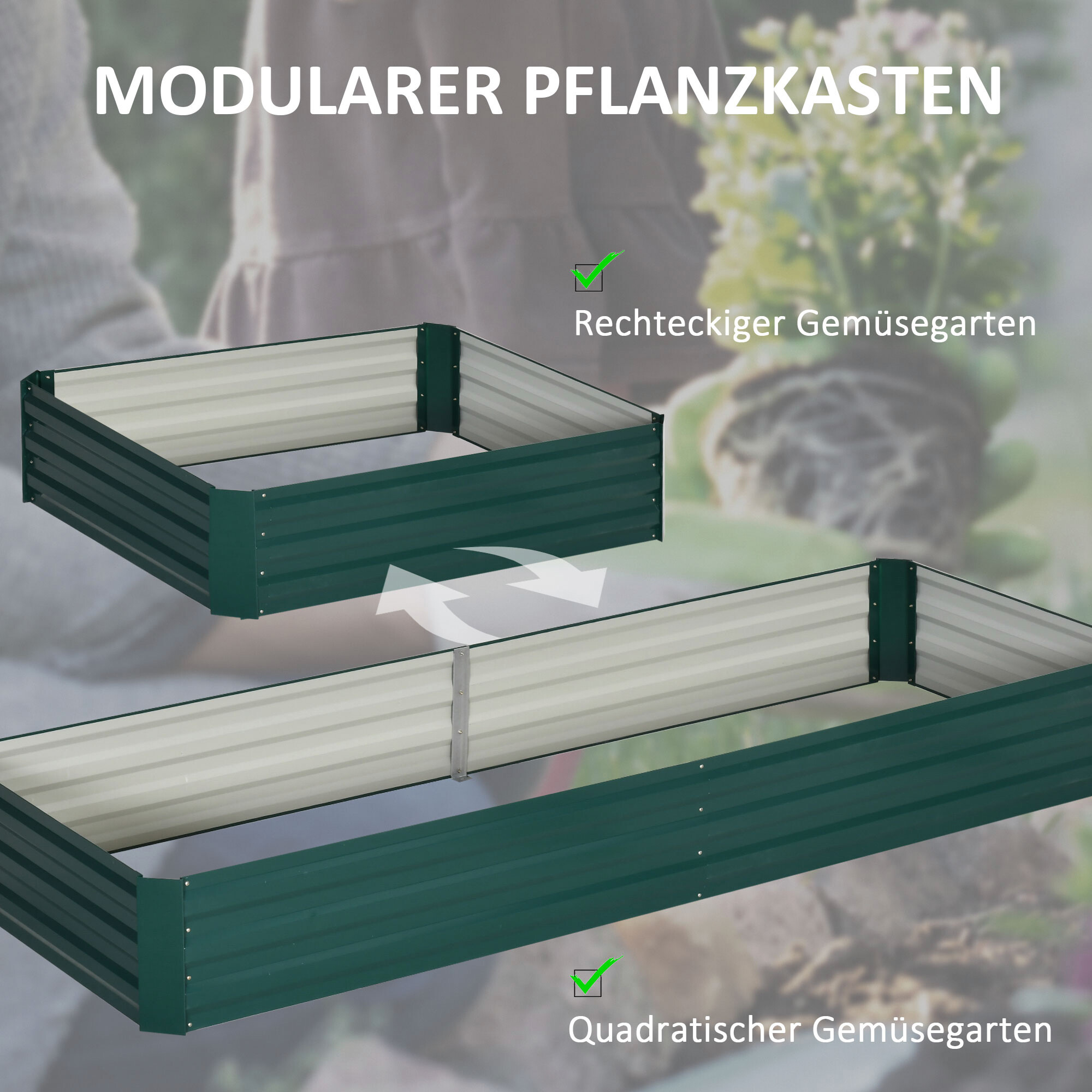 Outsunny Hochbeet grün Stahl B/H/L: ca. 90,5x30x241 cm