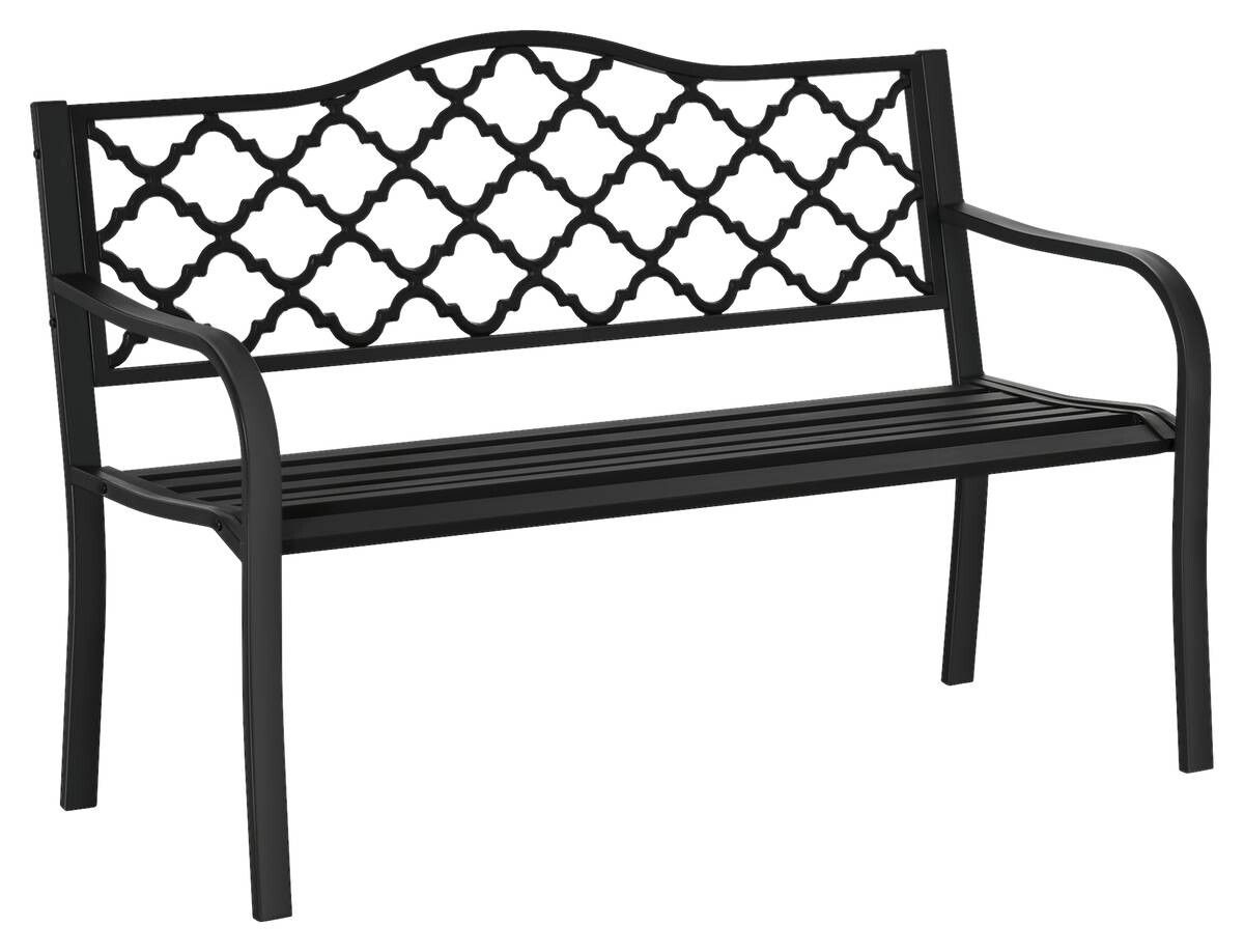 Outsunny Gartenbank schwarz Eisen B/H/L: ca. 58,5x89x128 cm