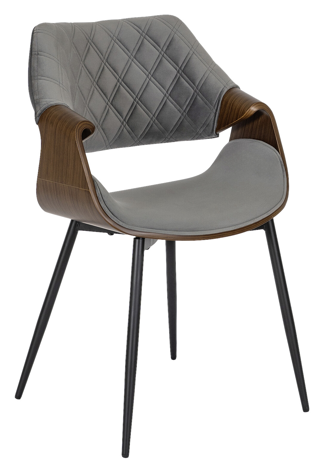 Stuhl DAKOTA nussbaum grau Velourstoff B/H/T: ca. 59x86x50 cm