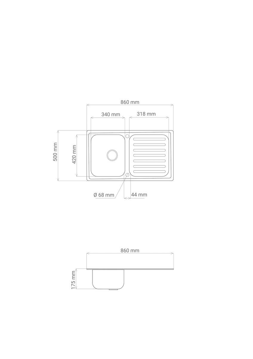 Respekta Einbauspüle Riverside Edelstahl B/H/T: ca. 86x17,5x50 cm