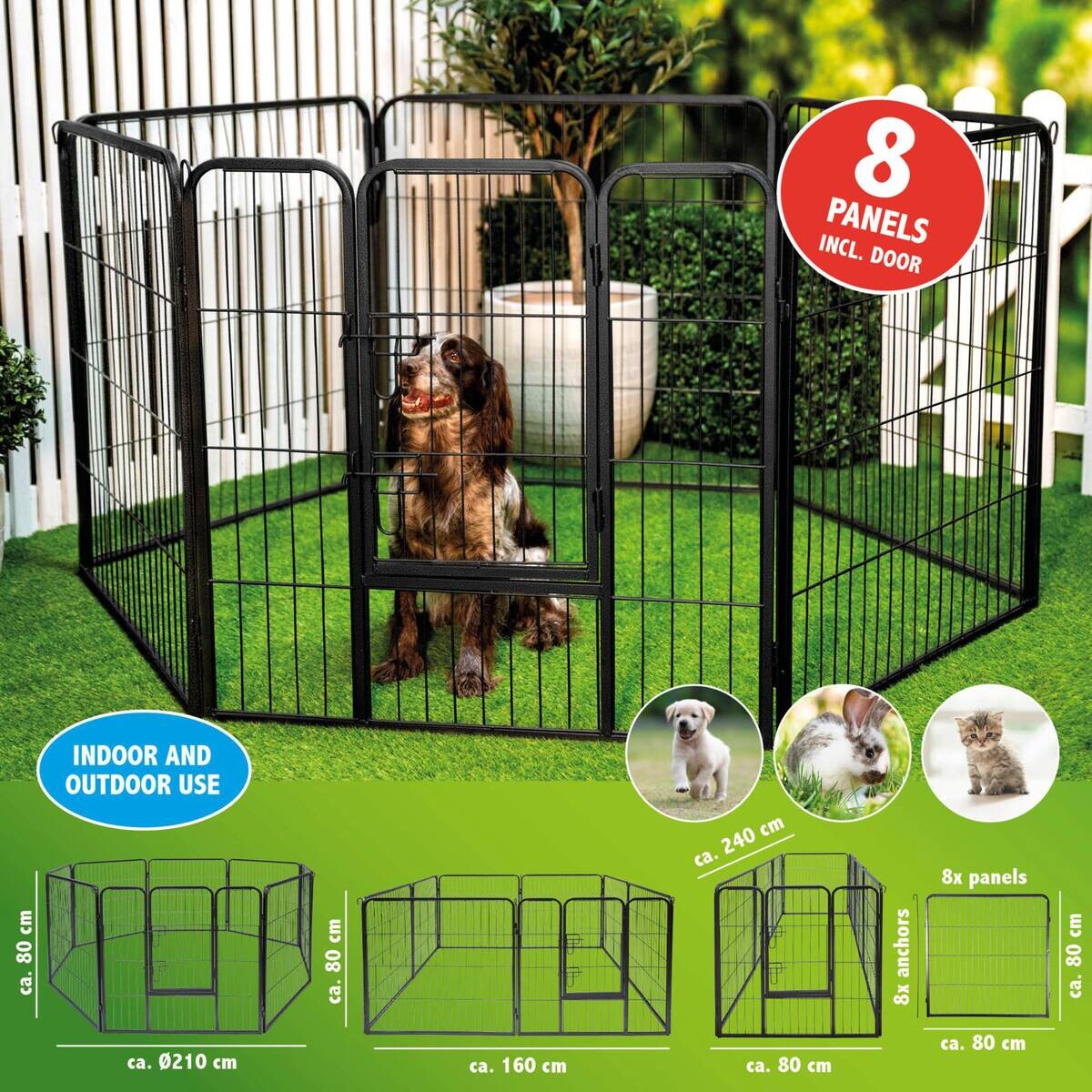 Haustierlaufstall schwarz Metall