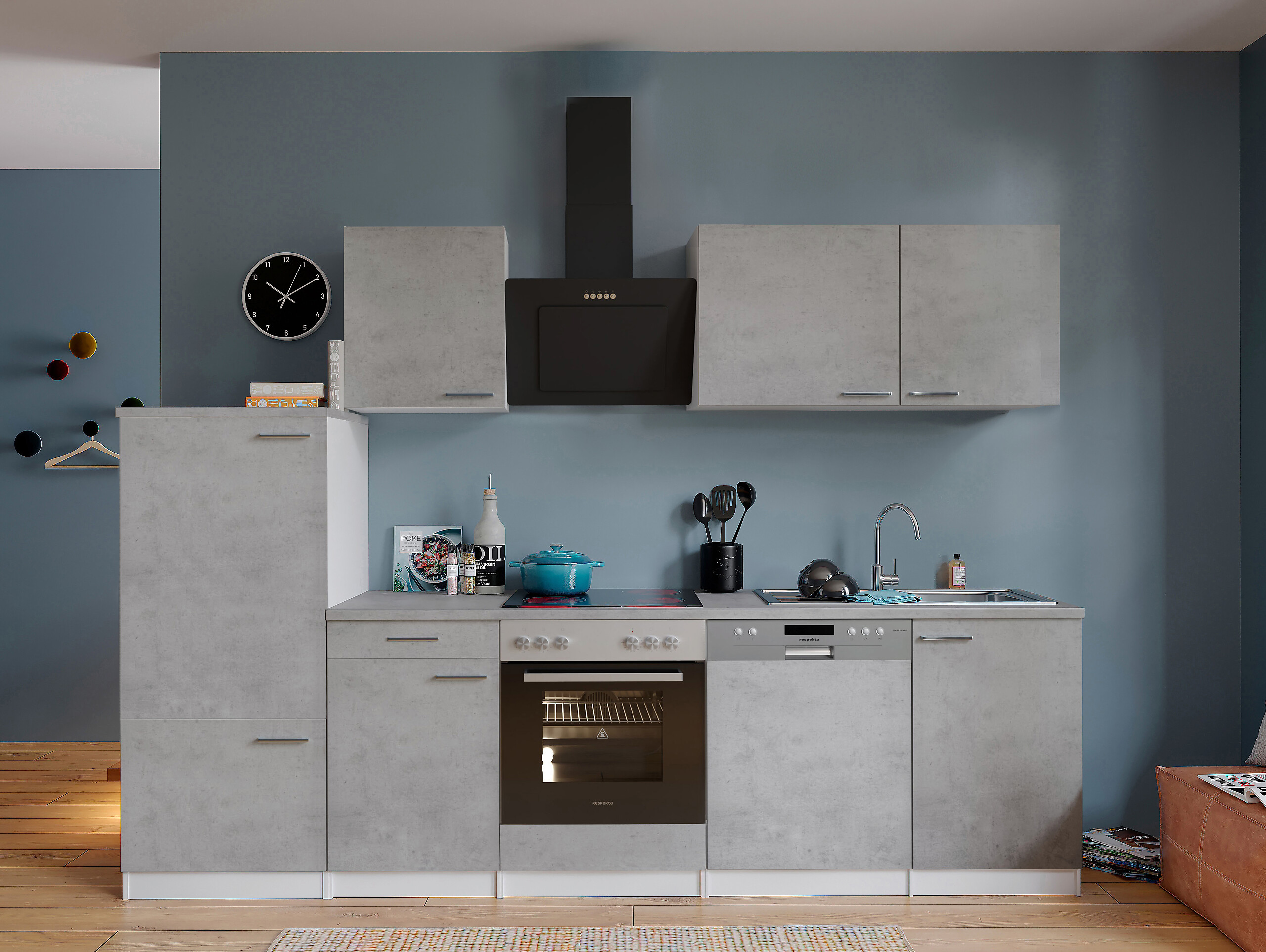 Respekta Küchenblock Malia Beton Optik B/H/T: ca. 280x200x60 cm