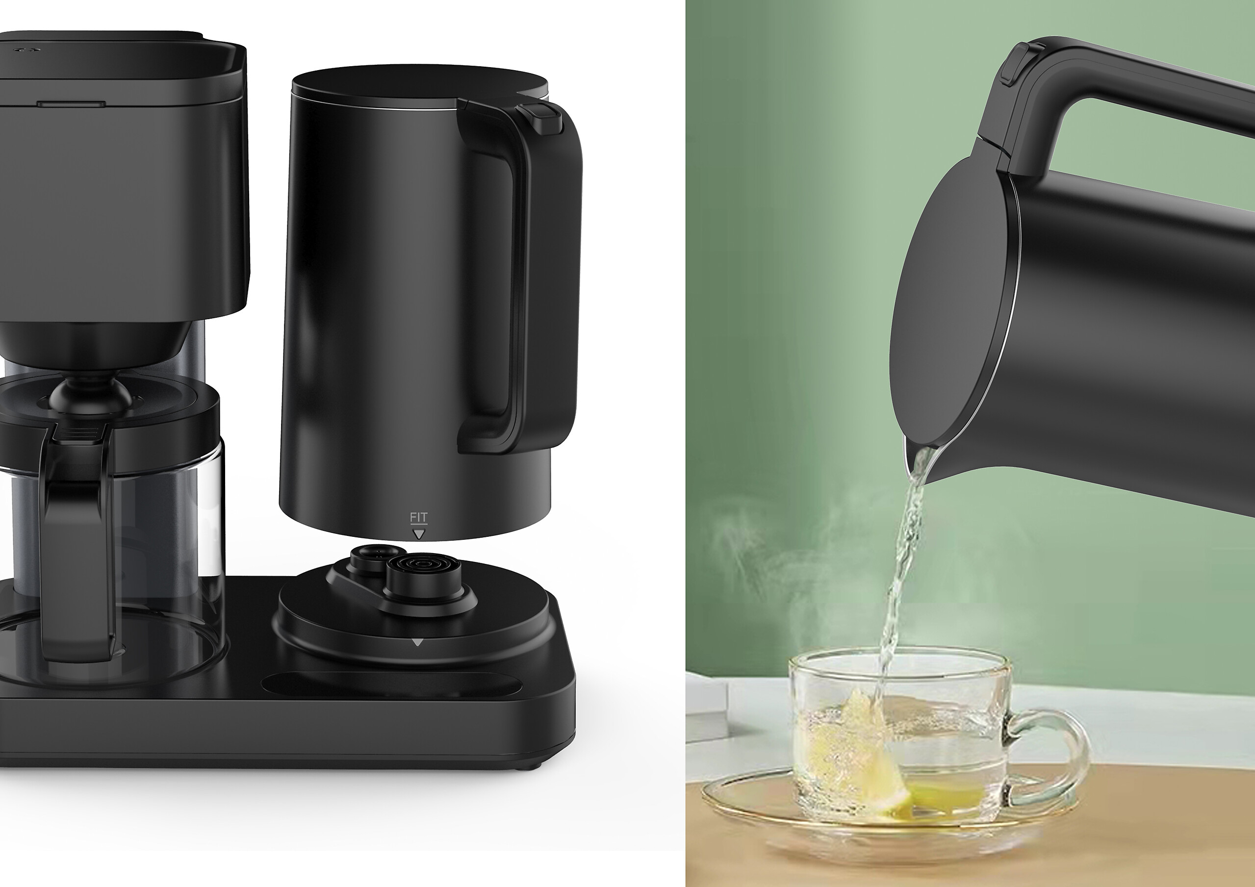 WKM 2 in 1 Kaffeemaschine und Wasserkocher KWK-1600 schwarz Kunststoff Glas