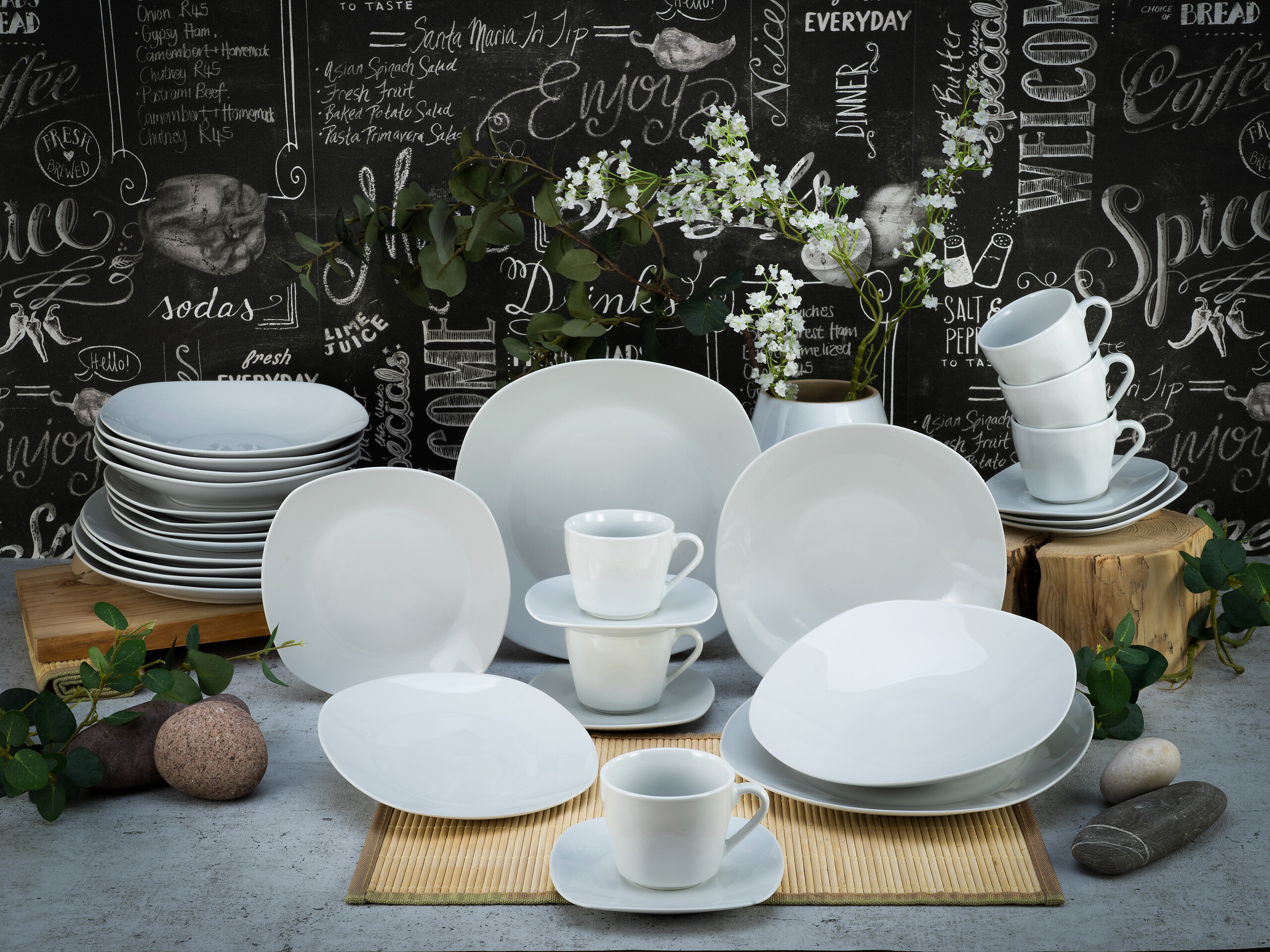 CreaTable Kombiservice Square weiß Porzellan 30 tlg.