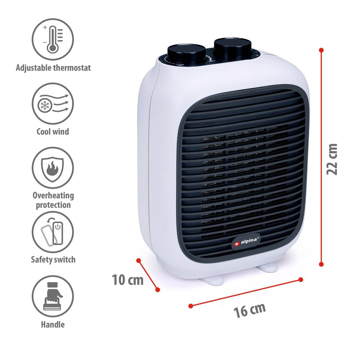 alpina Heizlüfter PTC-1601 B/H/T: ca. 16x22x11 cm ca. 1500 W alpina Heizlüfter PTC-1601 B/H/T: ca. 16x22x11 cm ca. 1500 W