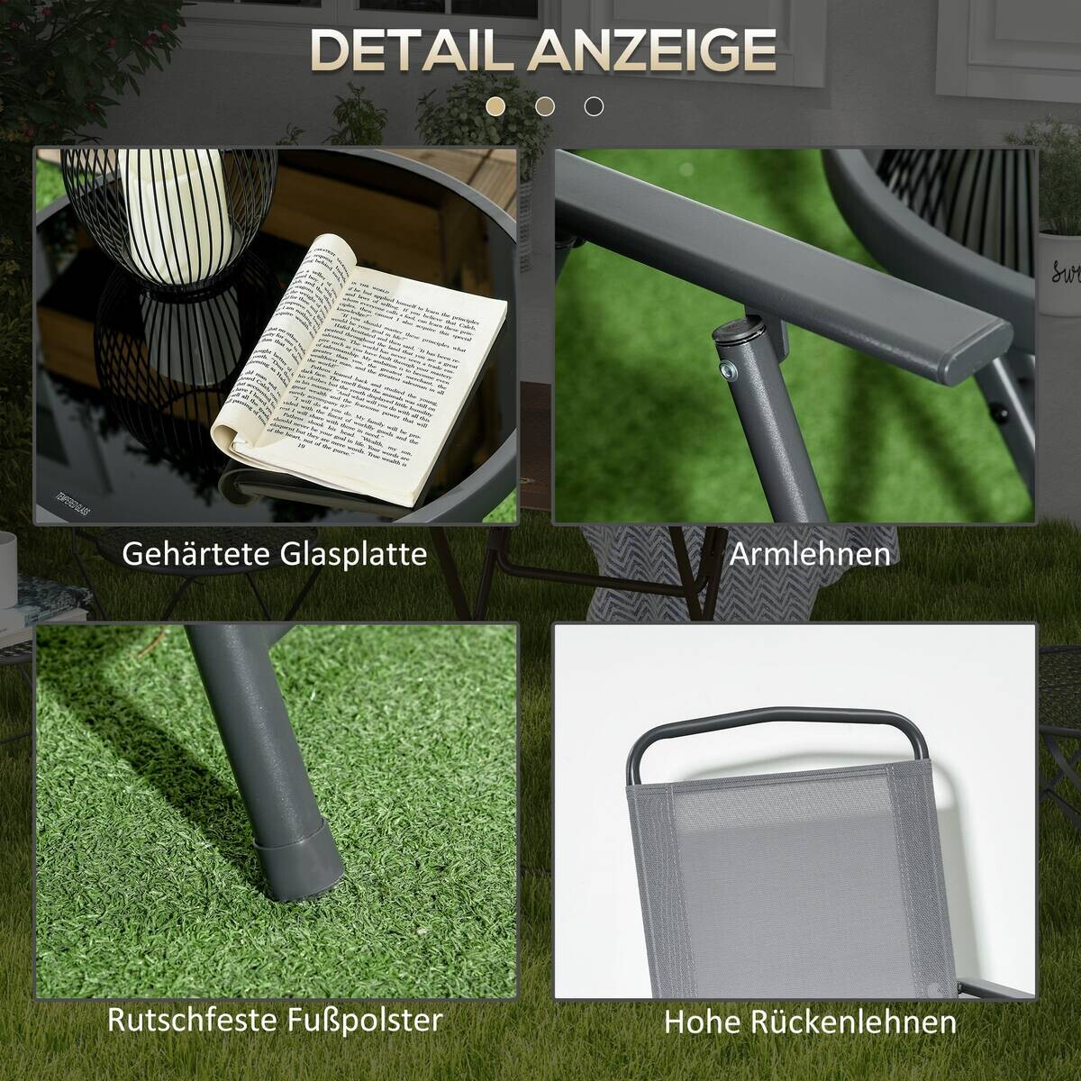 Outsunny Bistro-Set hellgrau Mesh B/H/L: ca. 64x93x53,5 cm