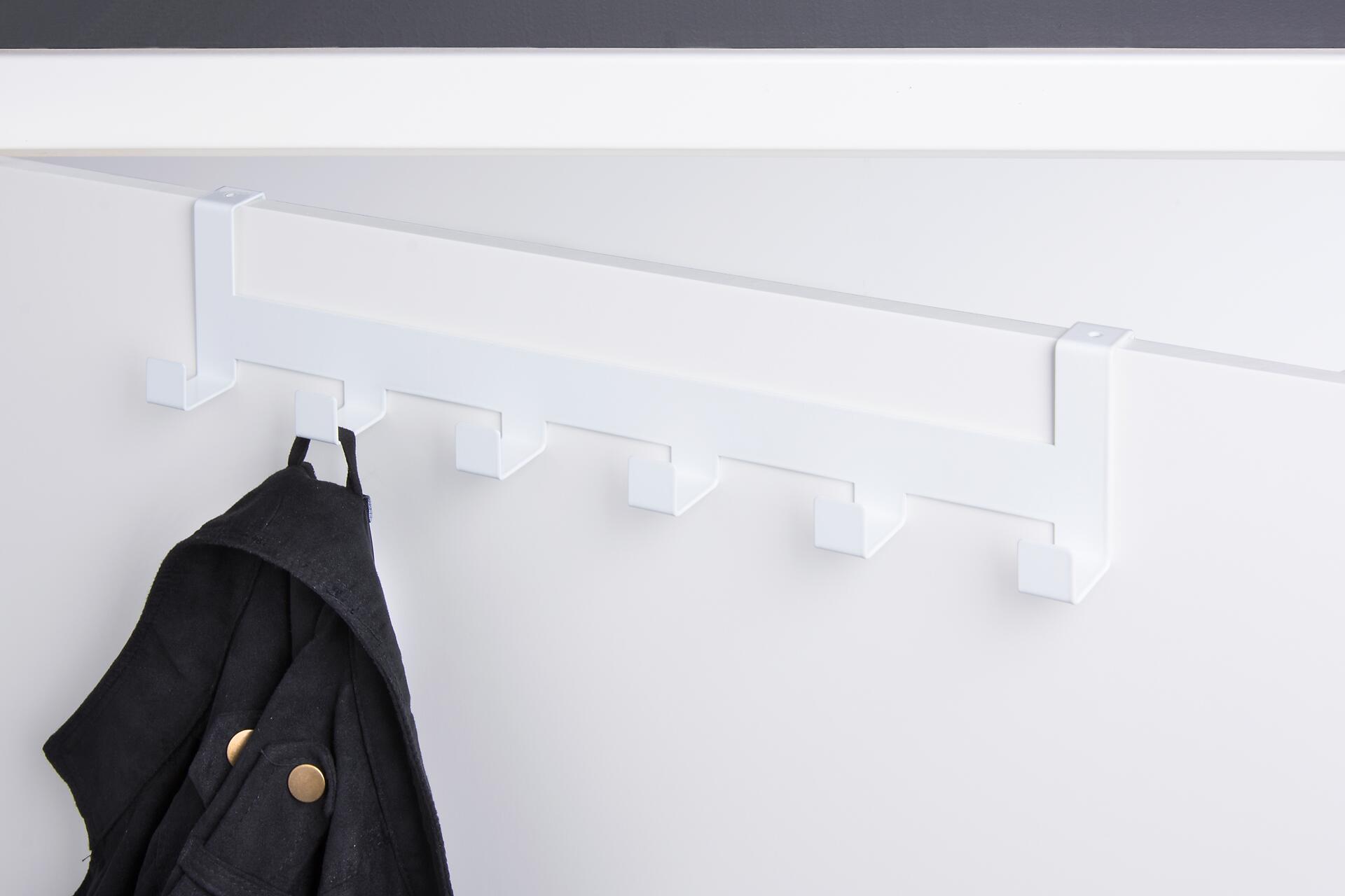 Türgarderobe Hook 6 weiß pulverbeschichtet Metall B/H/T: ca. 40x8x5 cm