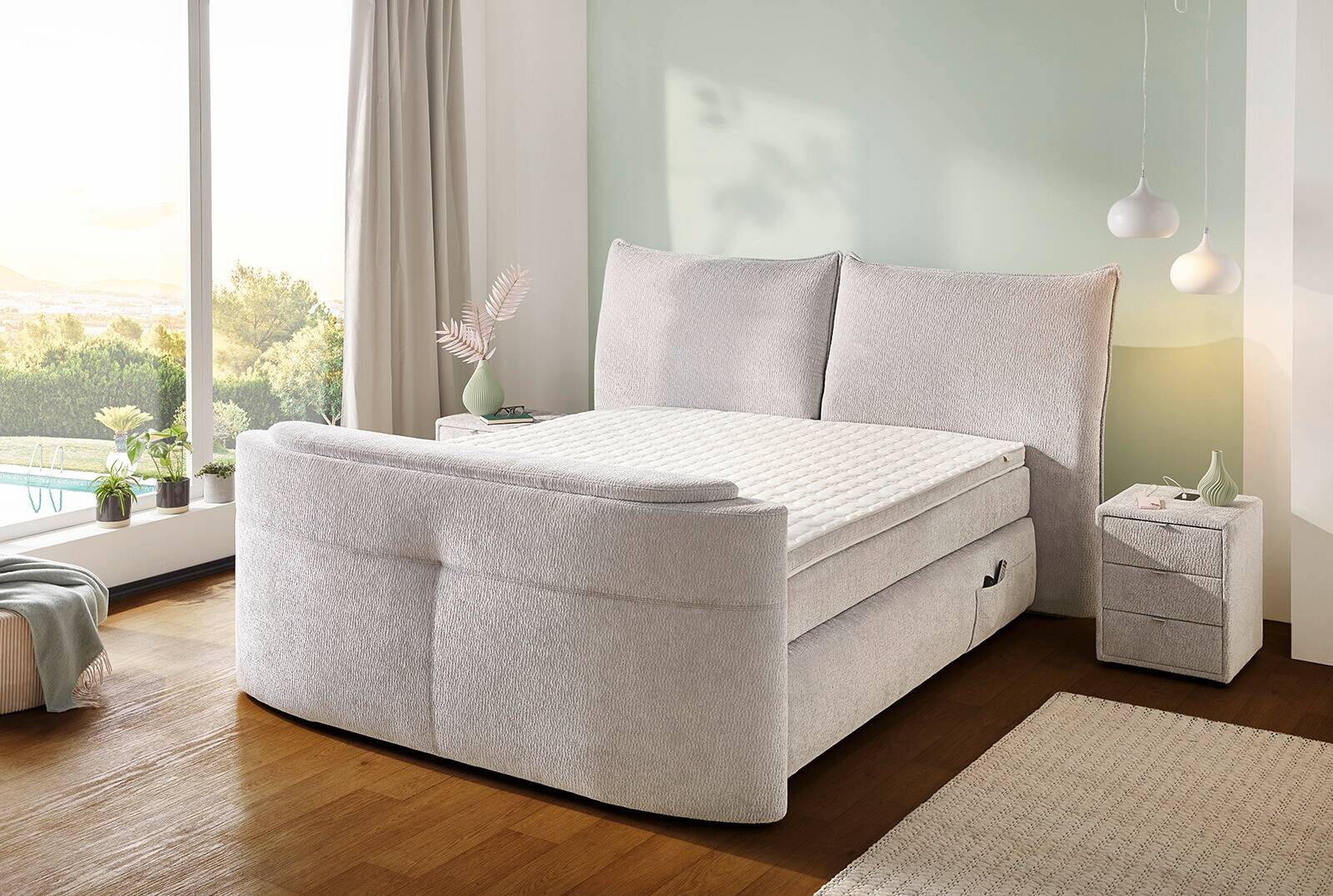 Boxspringbett hellgrau Liegefläche B/L: ca. 180x200 cm