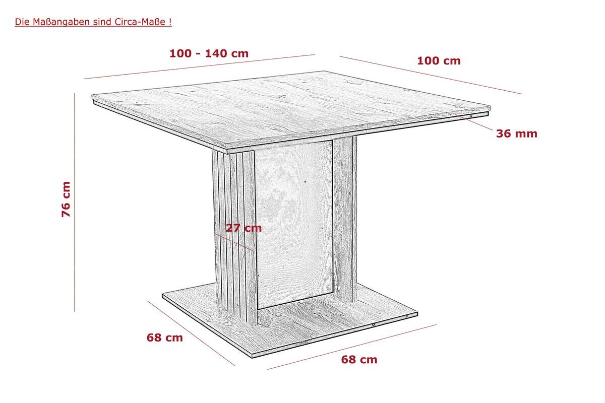 Esstisch Raul Eiche schwarz B/H/T: ca. 140x76x100 cm