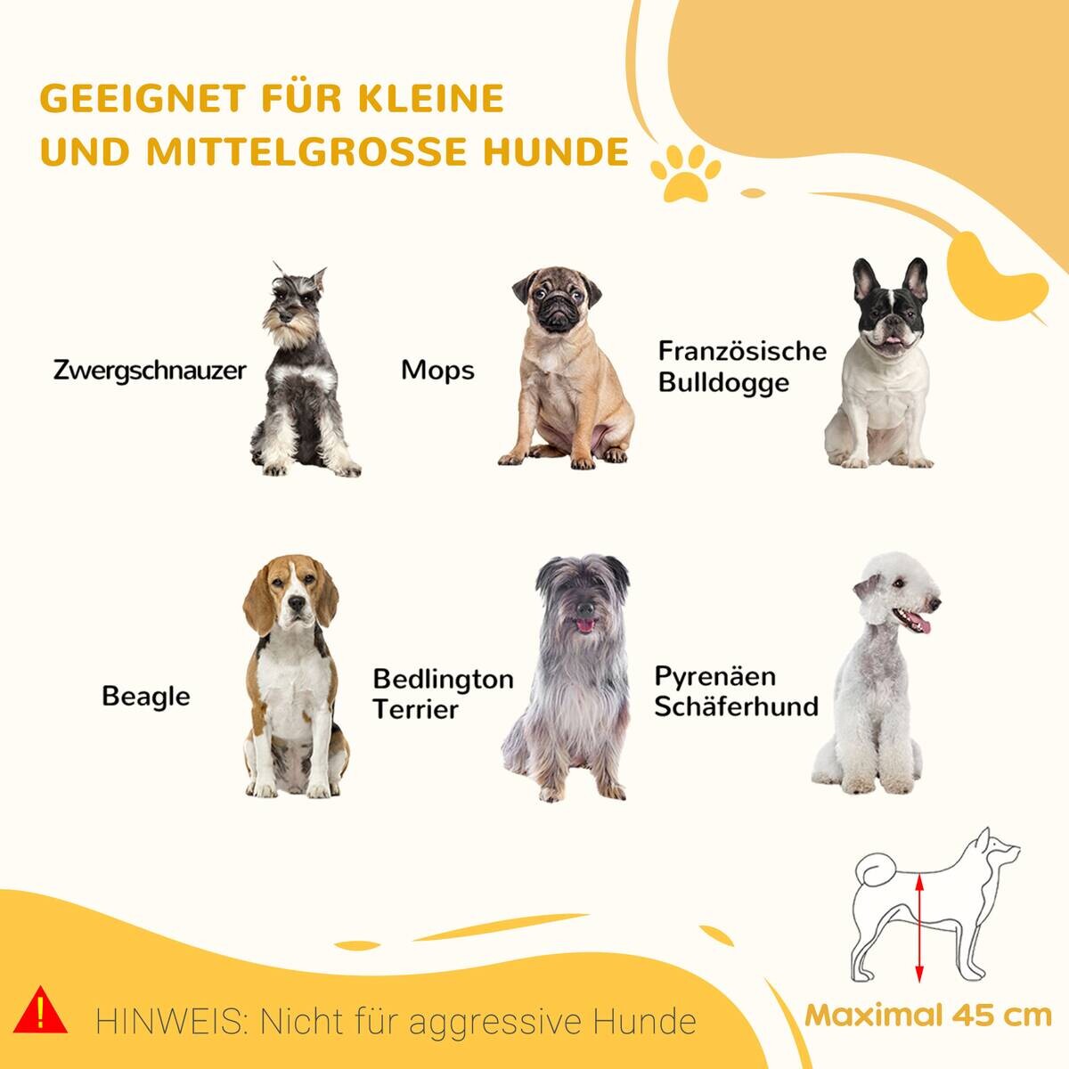 PawHut Hunde Absperrgitter natur Stahl B/H/L: ca. 36x69x183 cm