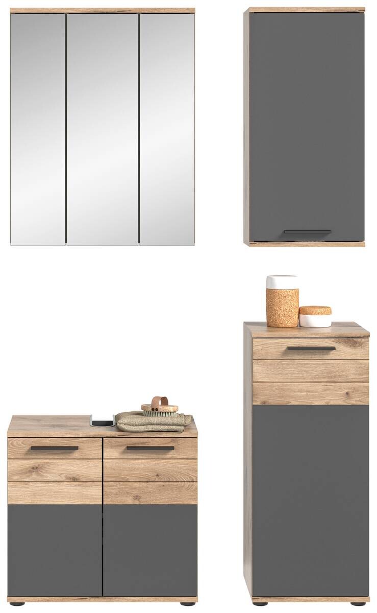 Badezimmer-Set MASON Nox Oak Nachbildung edles Basaltgrau Nachbildung B/H/T: ca. 112x190x34 cm