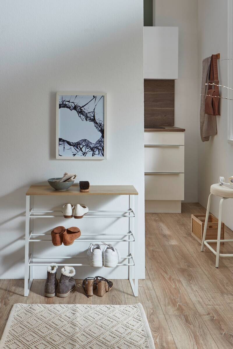 Schuhregal weiß Eiche Artisan Nachbildung B/H/T: ca. 66x61x25 cm